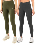 Pack of 2 Premium Slim Fit Tights + Free T-Shirt(Olive Green & Charcol Grey) E6
