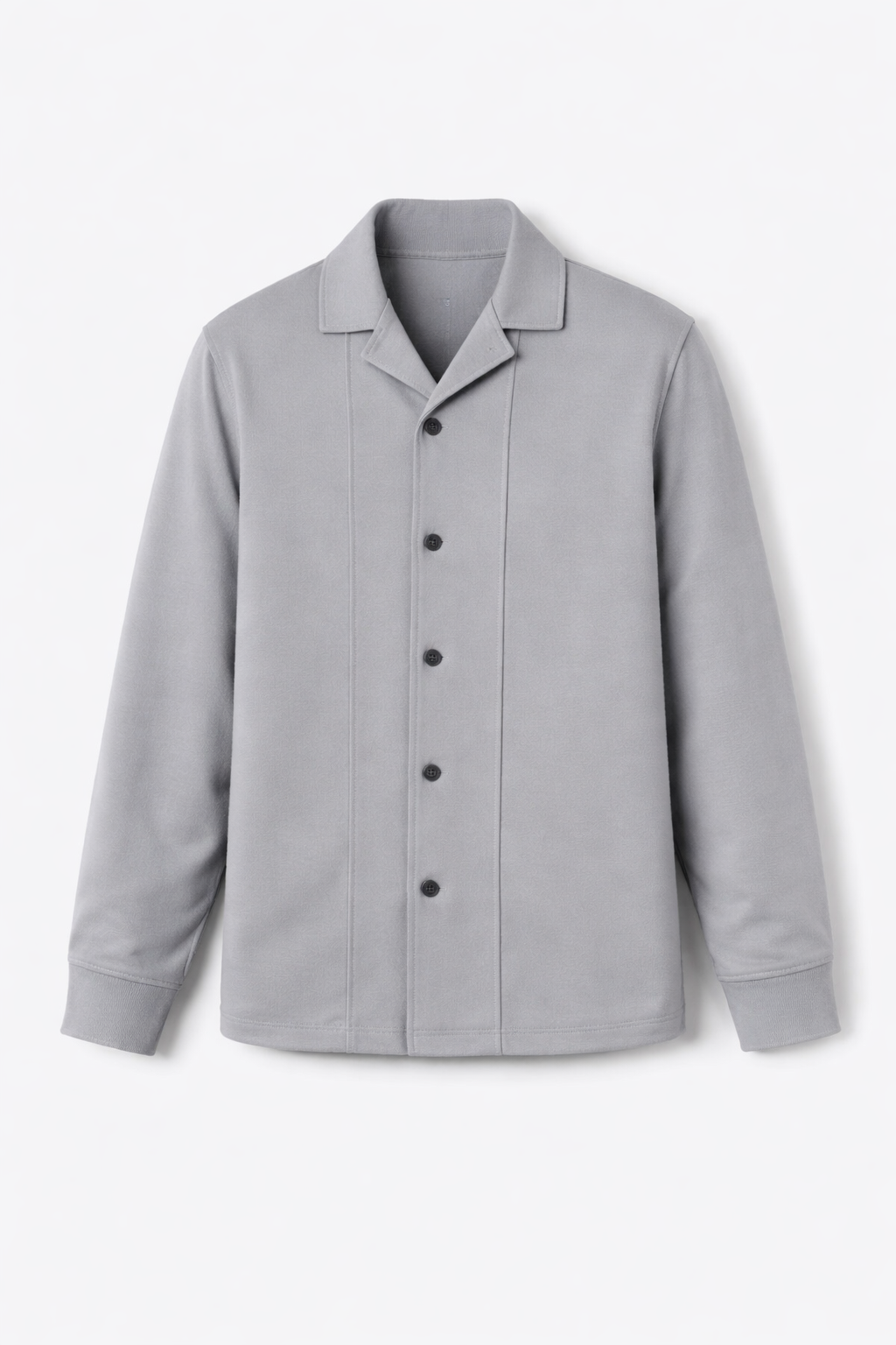 Light Grey Tailored Button-Up Shirt Jacket