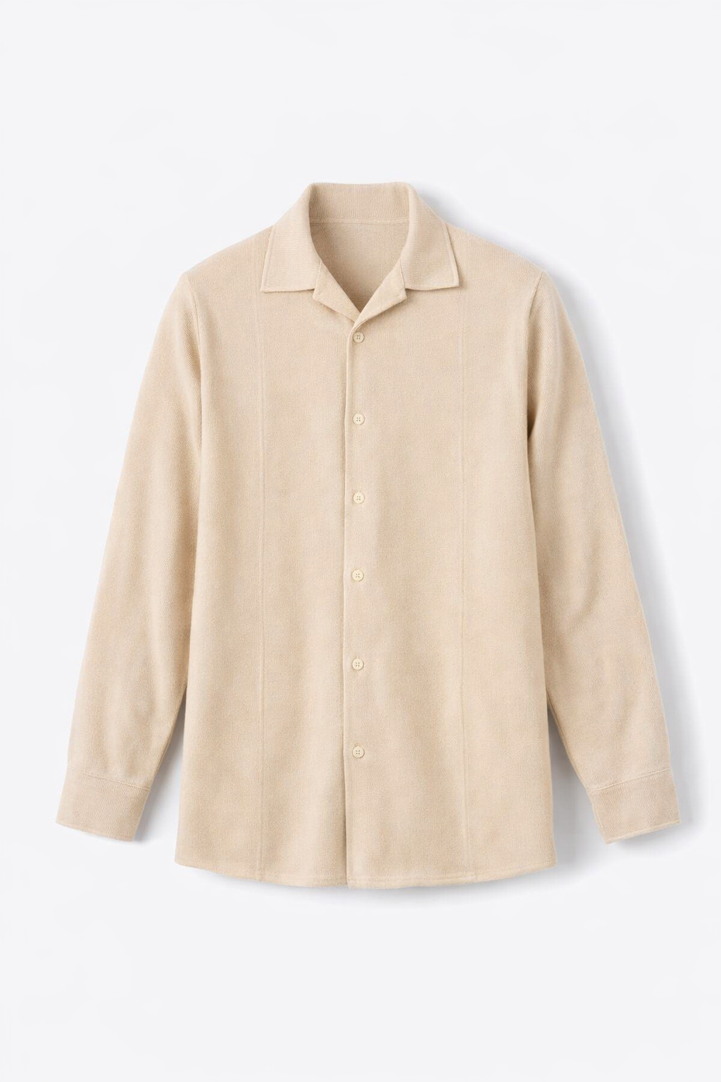 Soft Beige Tailored Button-Up Shirt