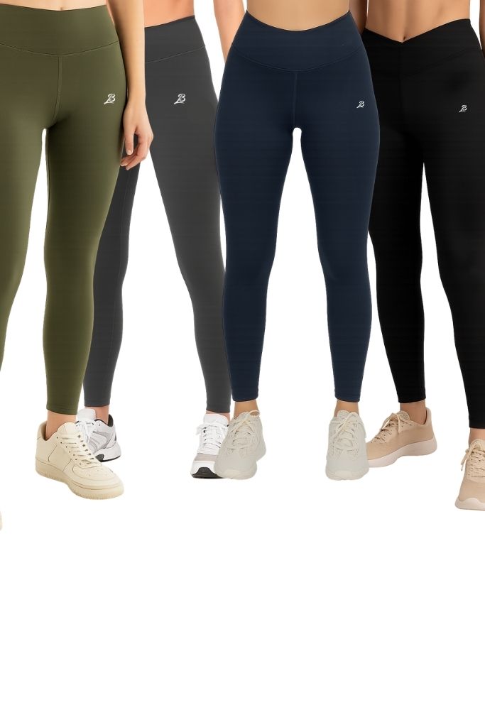 Pack of 4 Premium Slim Fit Tights + Free T-Shirt (Navy Blue, Black, Olive Green, Charcol) E8