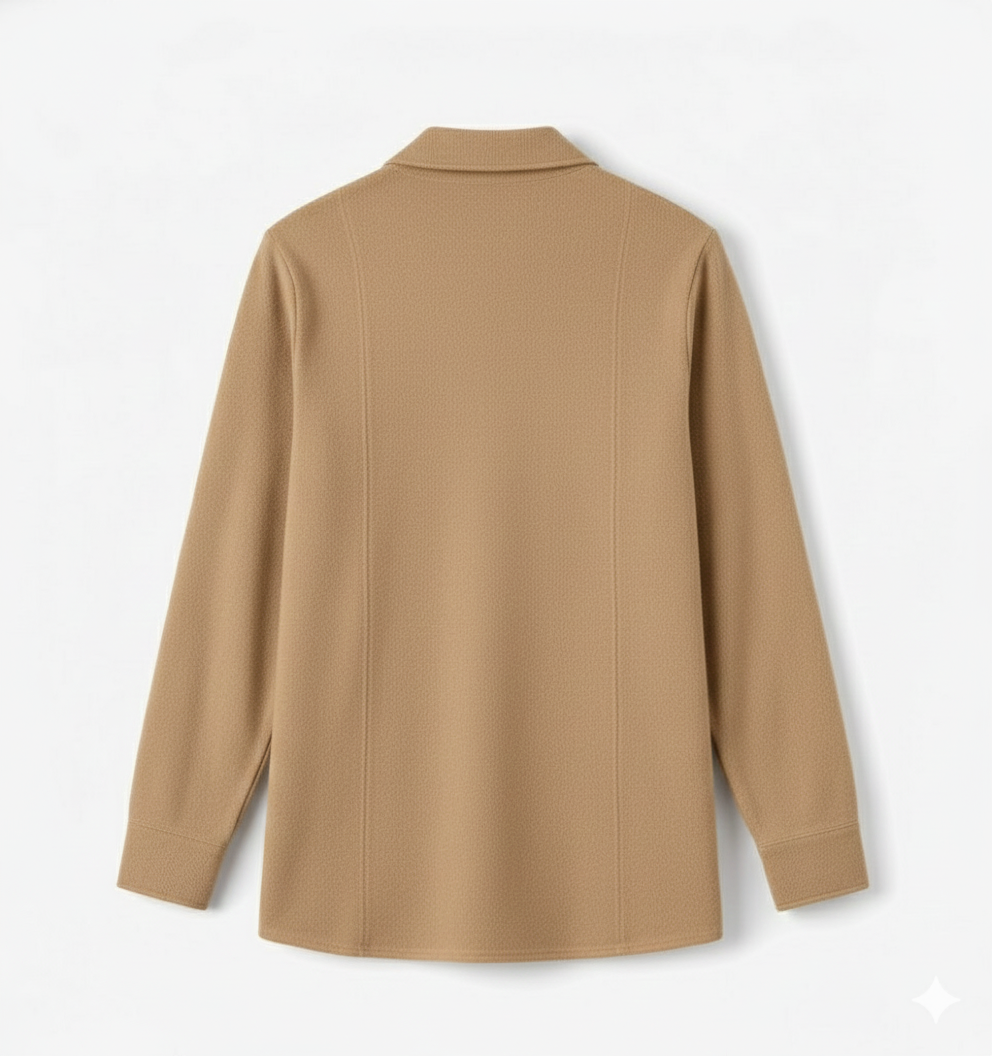 Warm Tan Tailored Button-Up Shirt