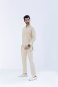 Waffle Off White F-Sleeve Safari Suit for Men – Premium Comfort Series B13