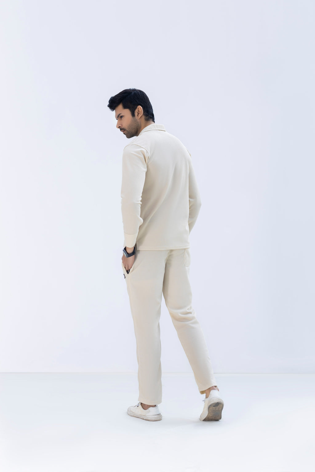 Waffle Off White F-Sleeve Safari Suit for Men – Premium Comfort Series B13