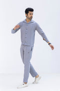 Cool Grey Textured Knit Trousers