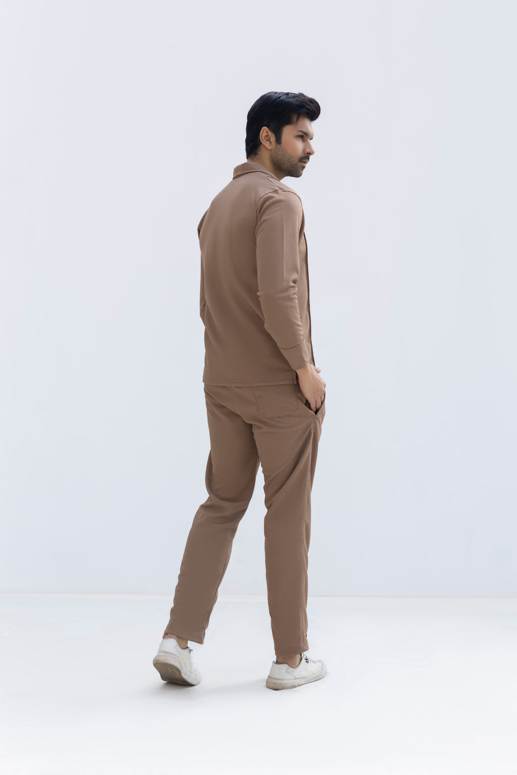 Waffle Chocolate Brown F-Sleeve Safari Suit for Men – Premium Comfort Series B14