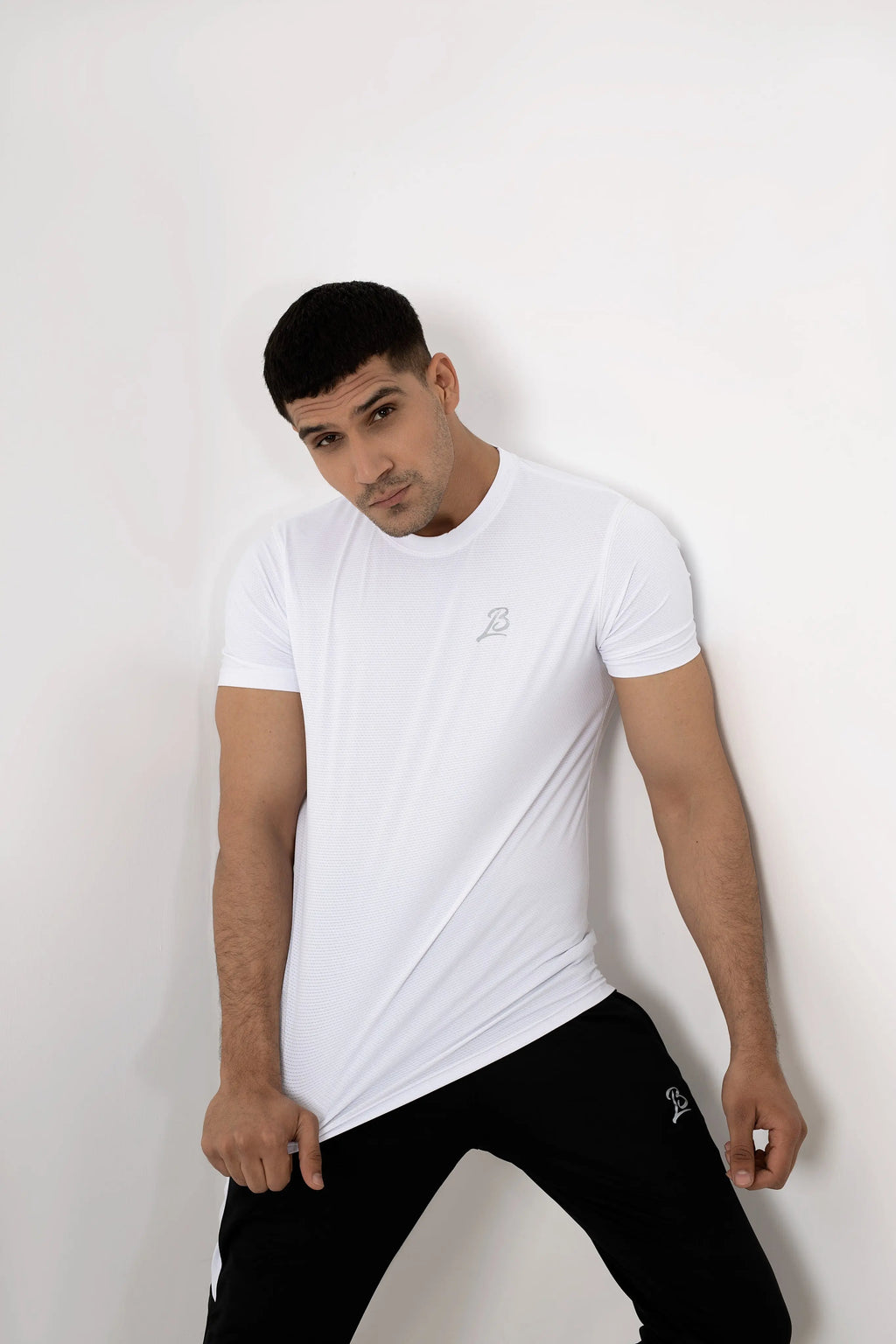 LB-White Stretchable Ball Mesh T-Shirt LookBuy247