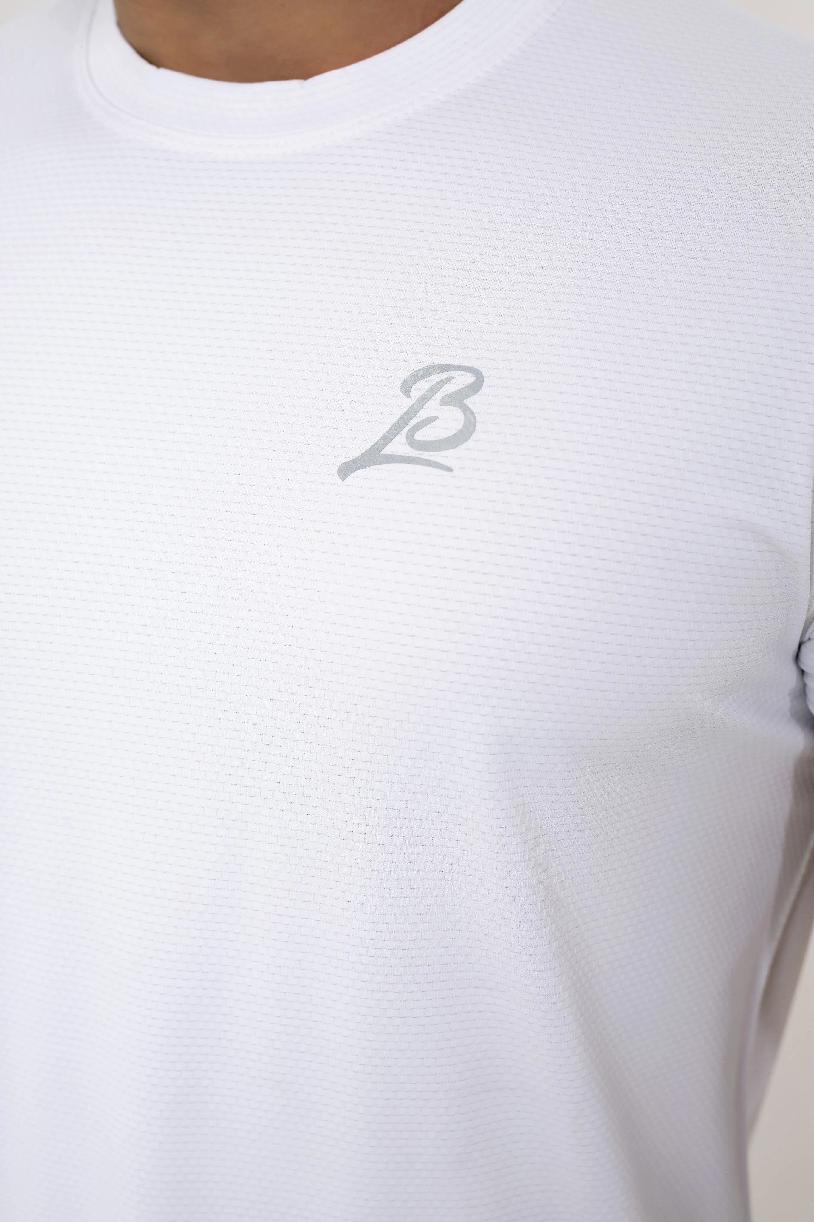 LB-White Stretchable Ball Mesh T-Shirt LookBuy247