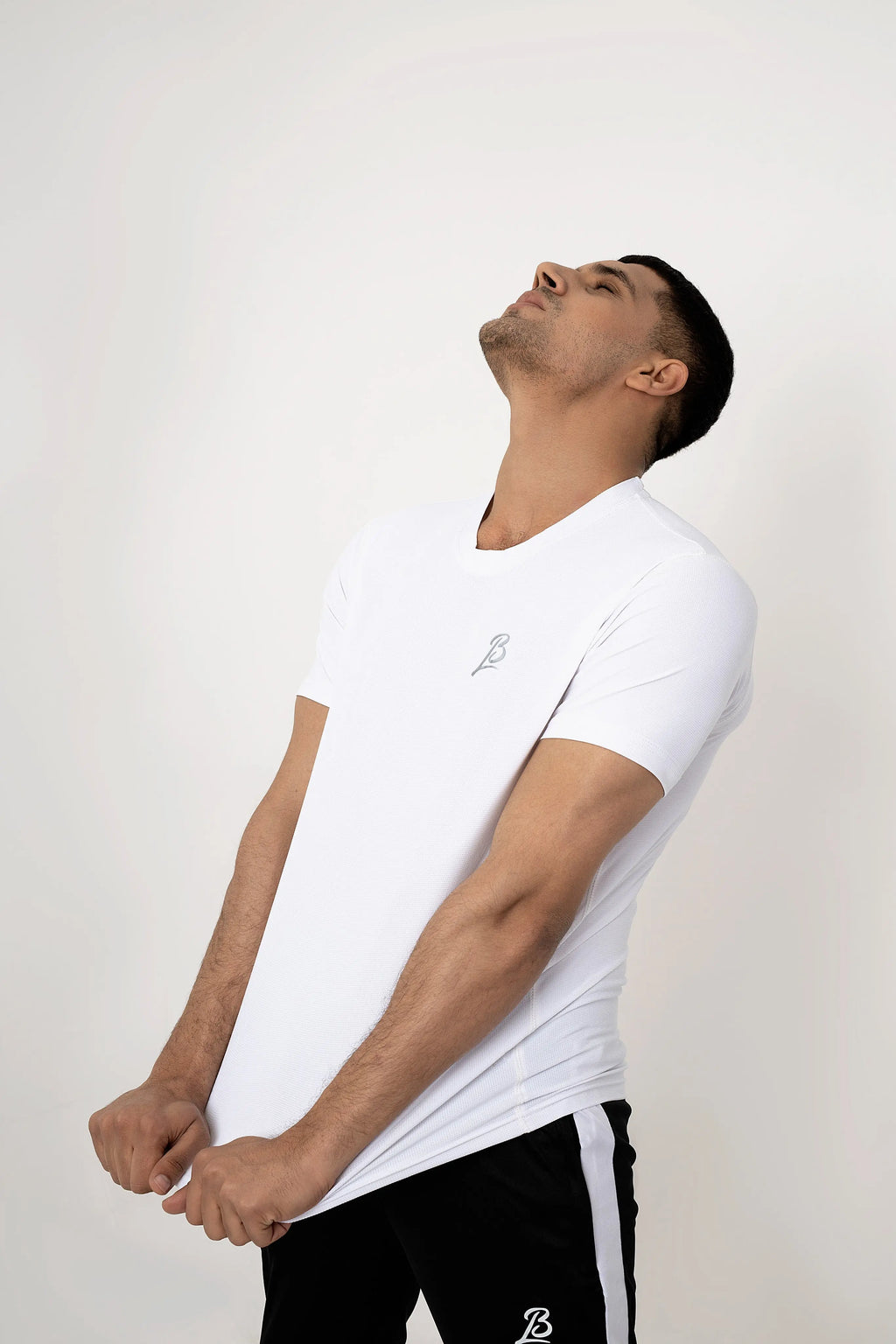 LB-White Strechable Dot Mesh T-Shirt LookBuy247