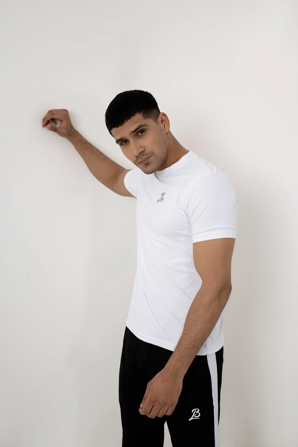 LB-White Strechable Dot Mesh T-Shirt LookBuy247