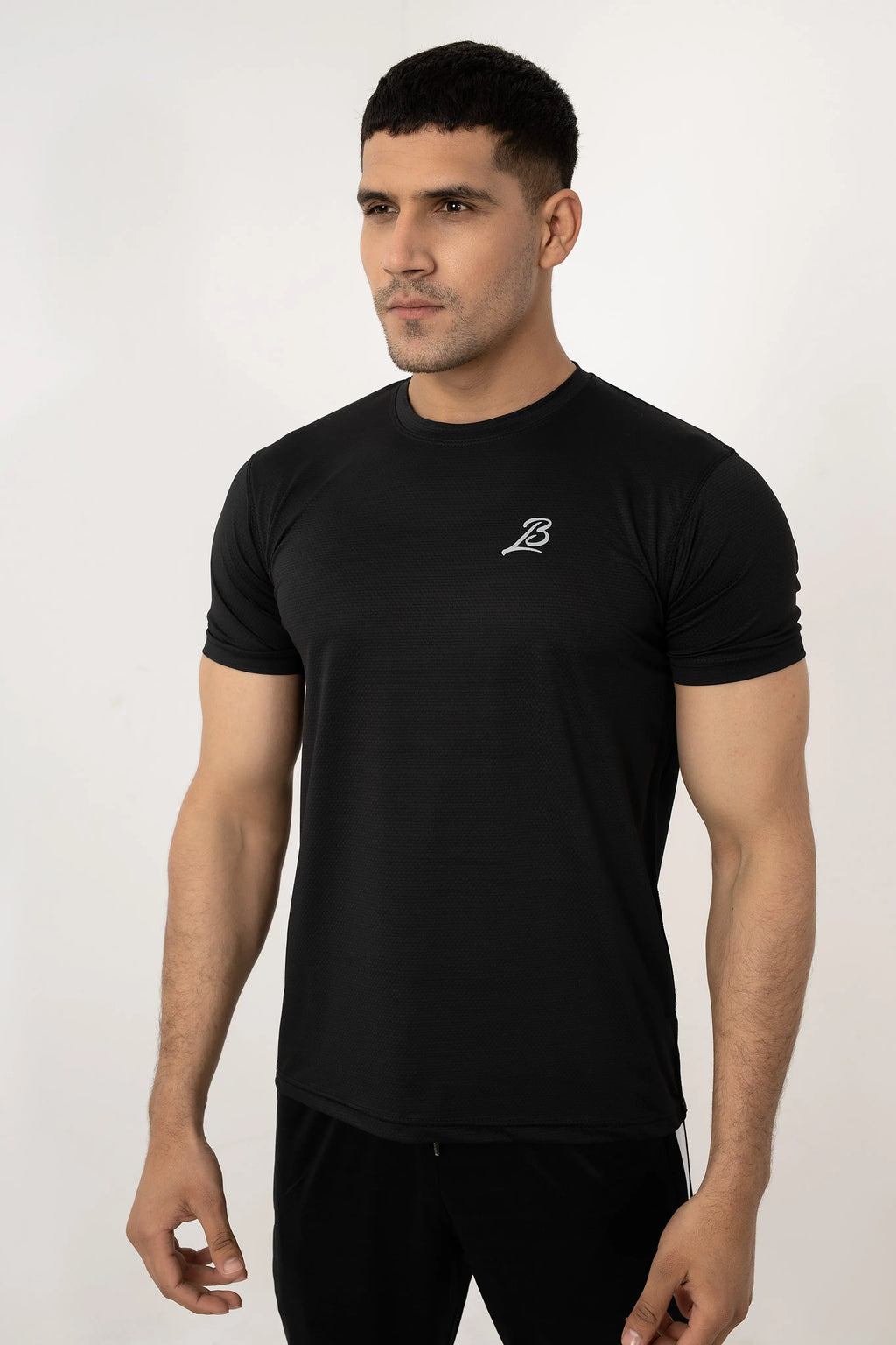LB- Black Stretchable Air Mesh T-Shirt LookBuy247