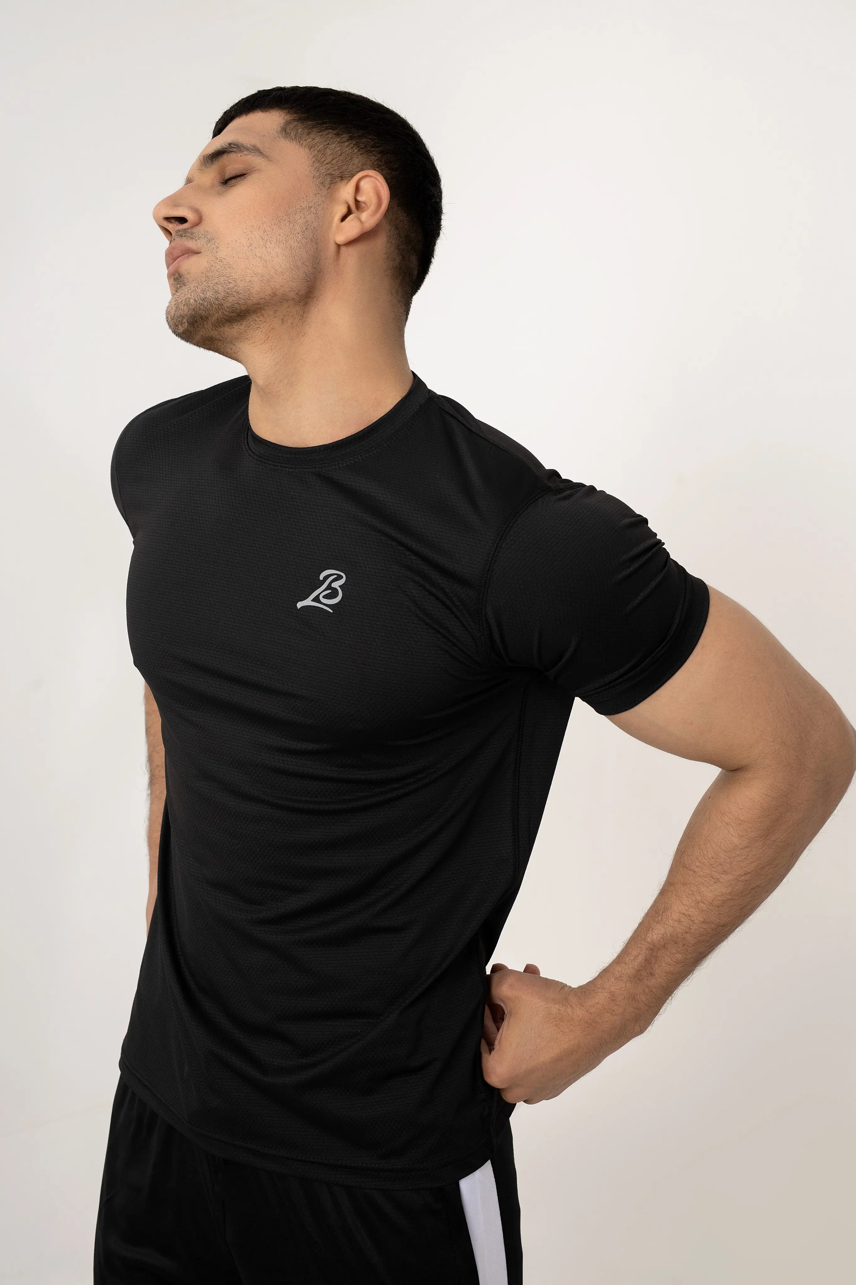LB- Black Stretchable Air Mesh T-Shirt LookBuy247