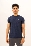 LB- Stretchable Textured Navy Blue T-Shirt LookBuy247