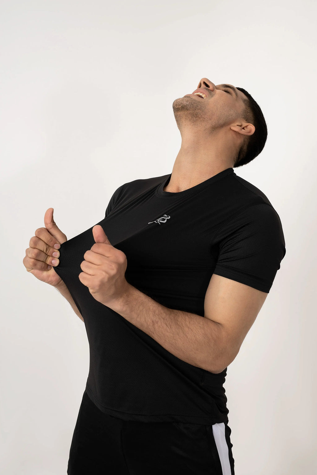 LB- Black Stretchable Air Mesh T-Shirt LookBuy247