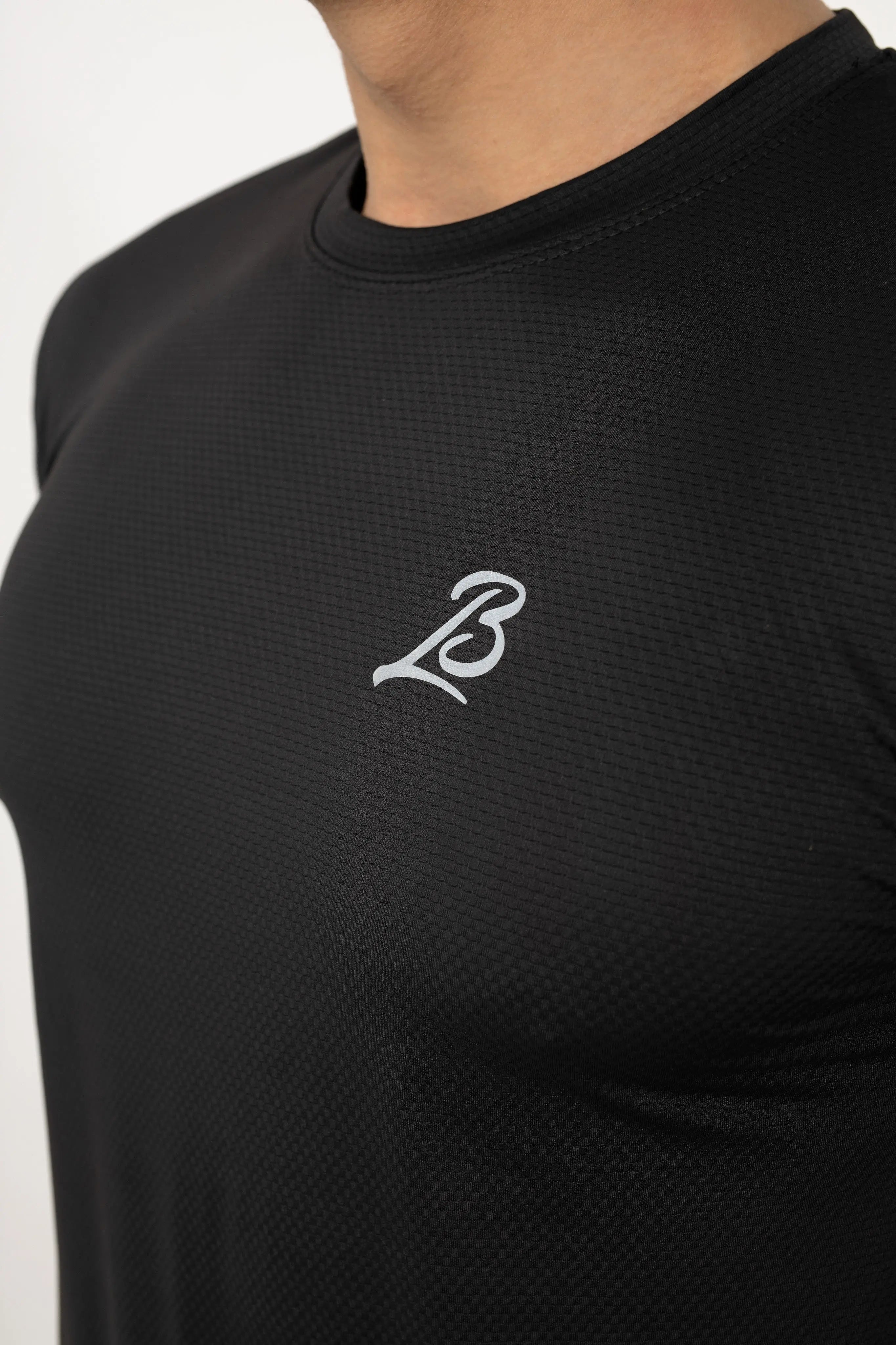 LB- Black Stretchable Air Mesh T-Shirt LookBuy247