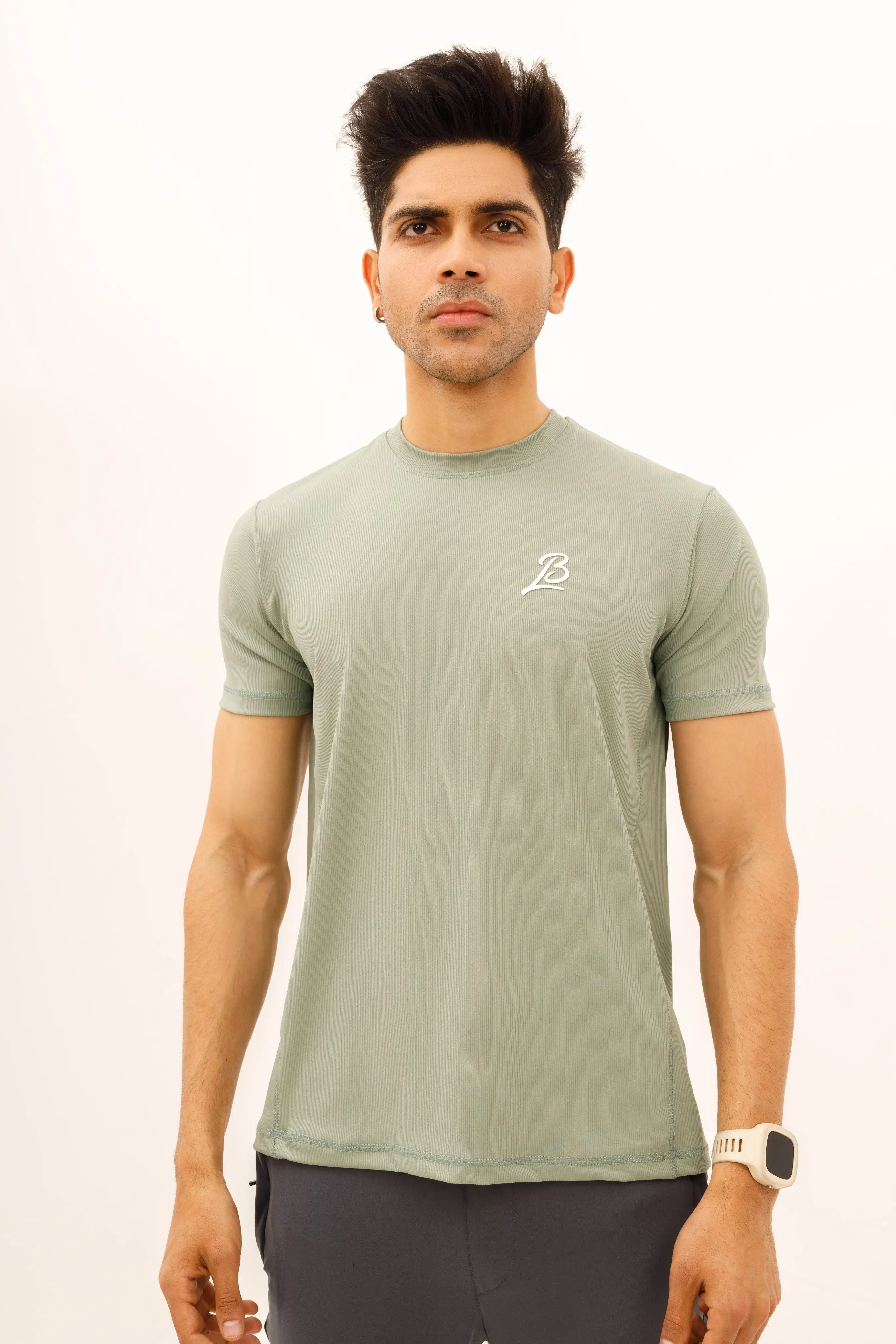 LB. Sea Green Lining Stretchable Fabric T-Shirt LookBuy247