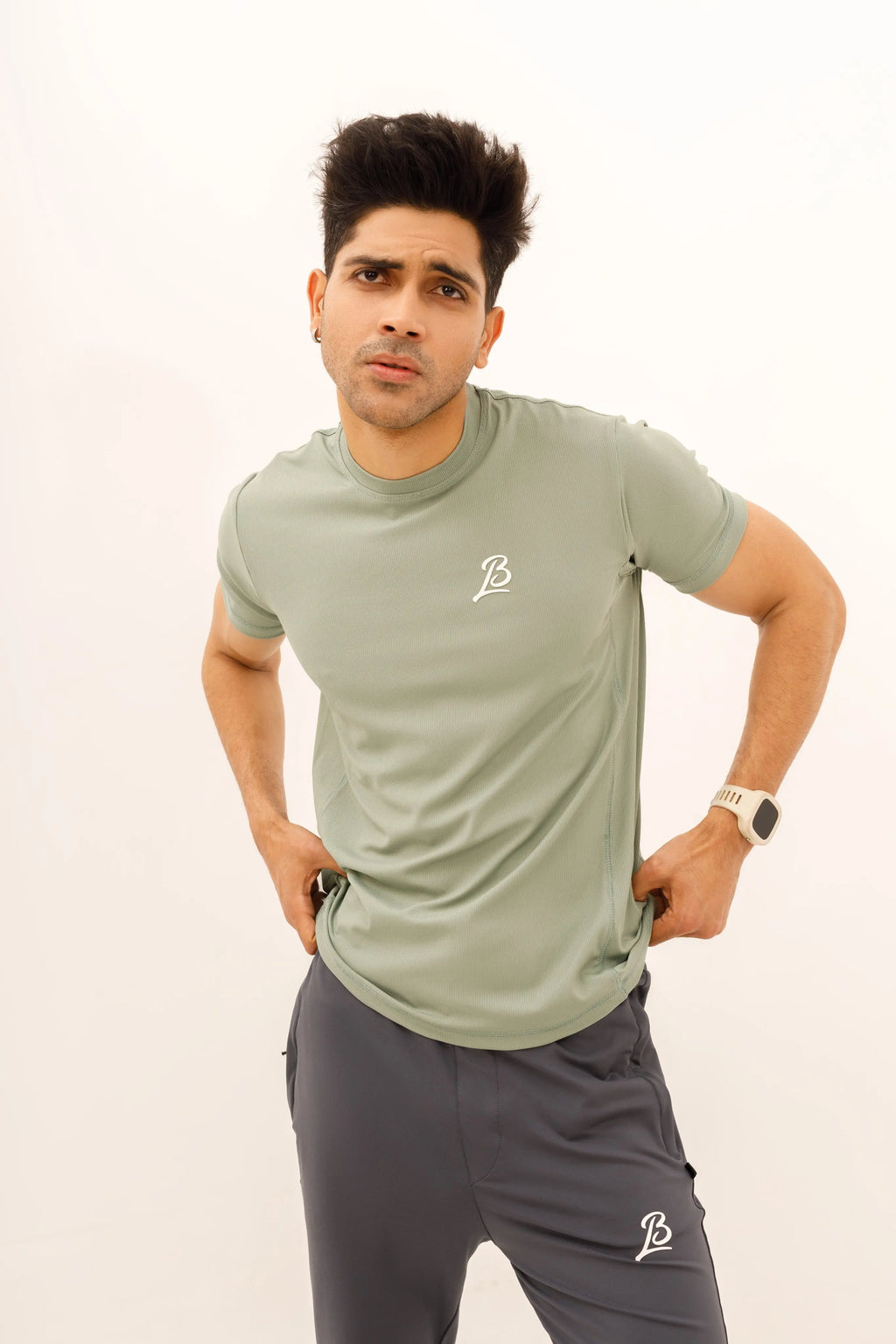 LB. Sea Green Lining Stretchable Fabric T-Shirt LookBuy247