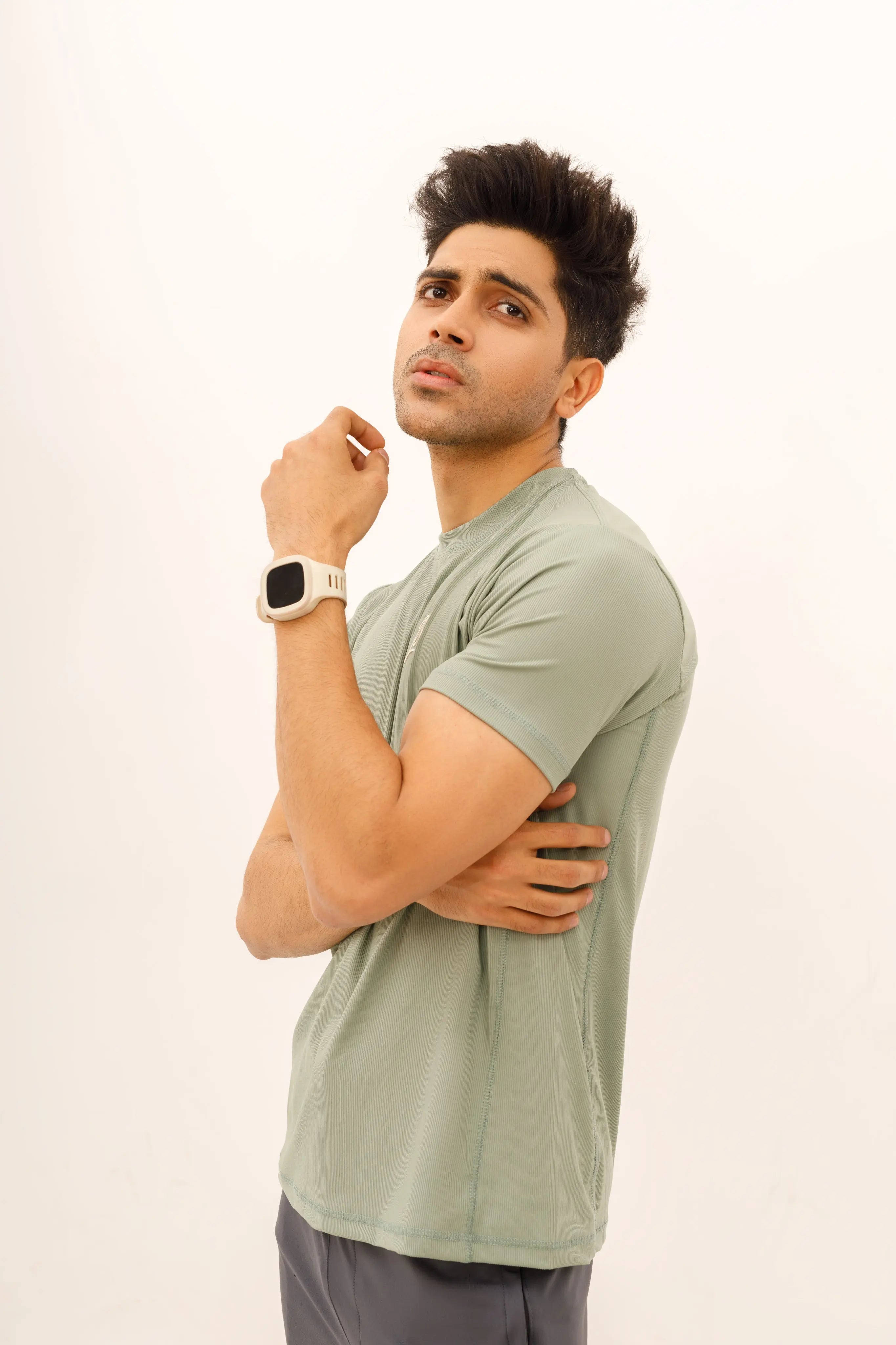 LB. Sea Green Lining Stretchable Fabric T-Shirt LookBuy247