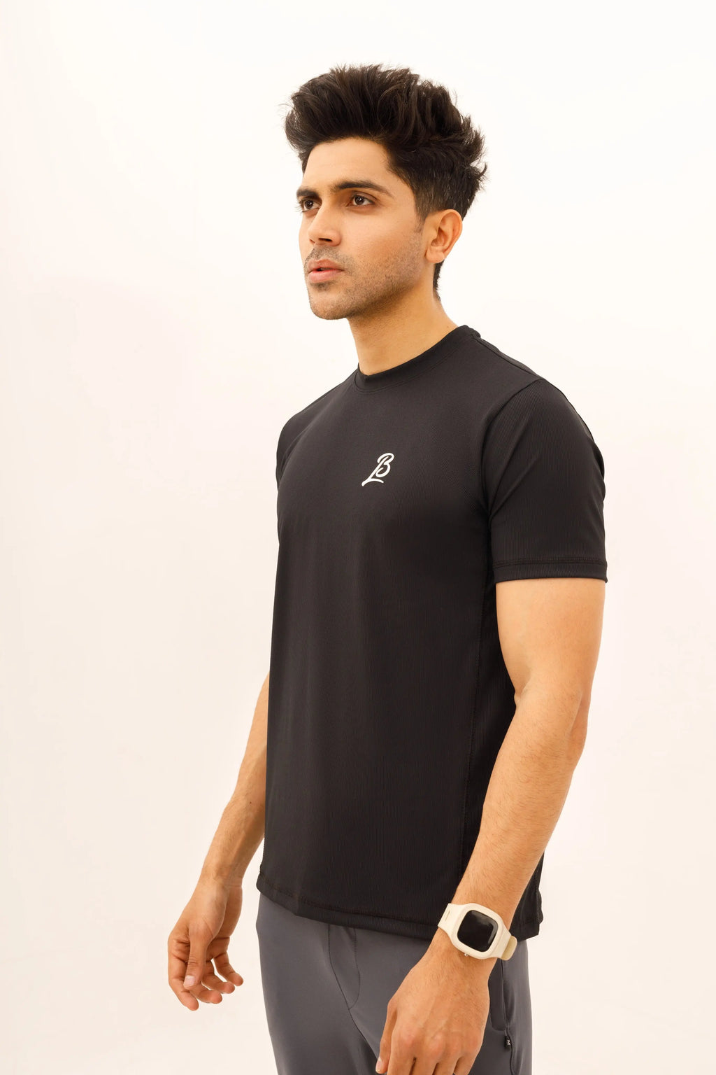LB. Black Lining Stretchable Fabric T-Shirt LookBuy247
