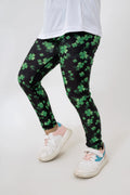 LB-Black & Green Leaf Toddler Leggings LookBuy247