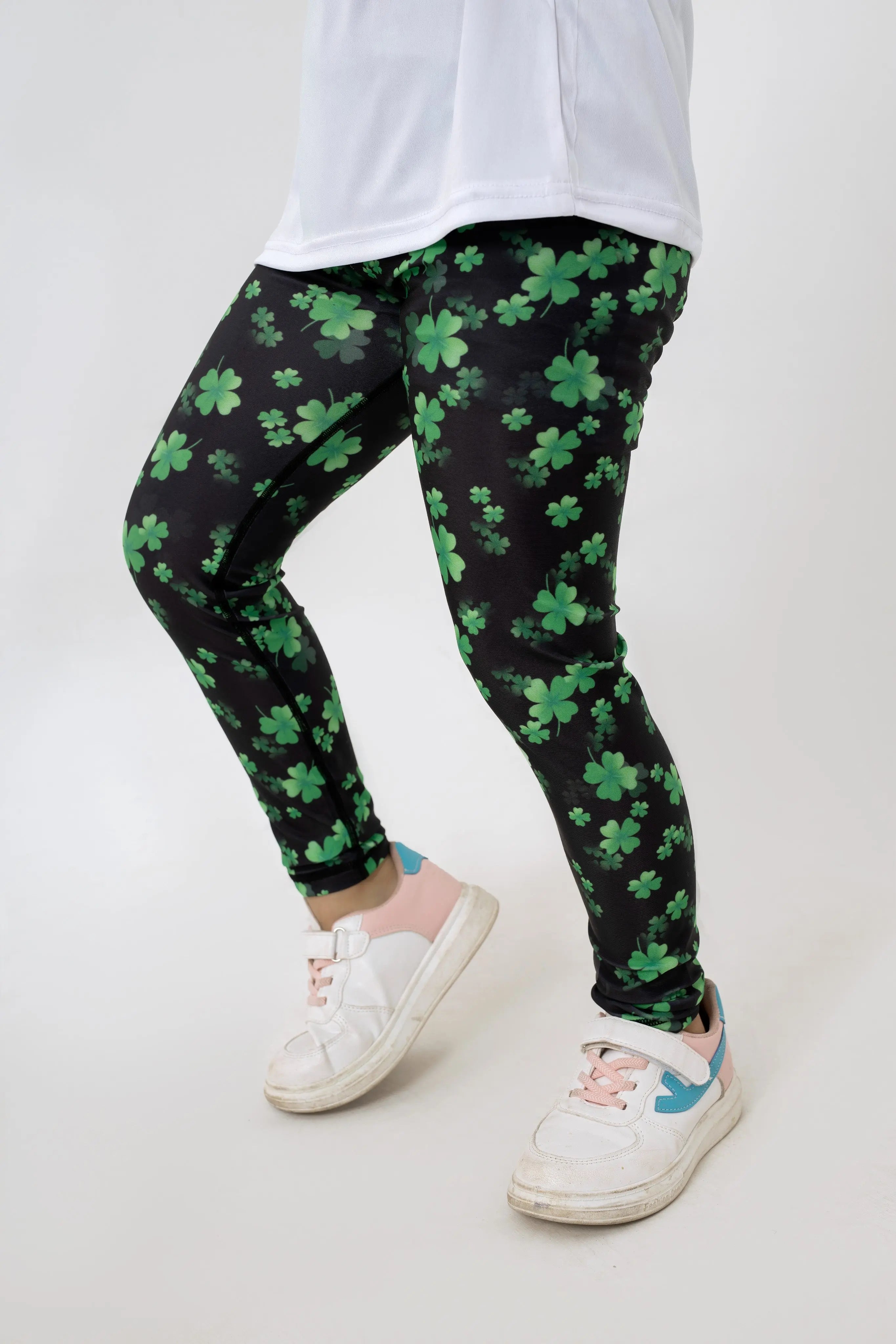 LB-Black & Green Leaf Toddler Leggings LookBuy247