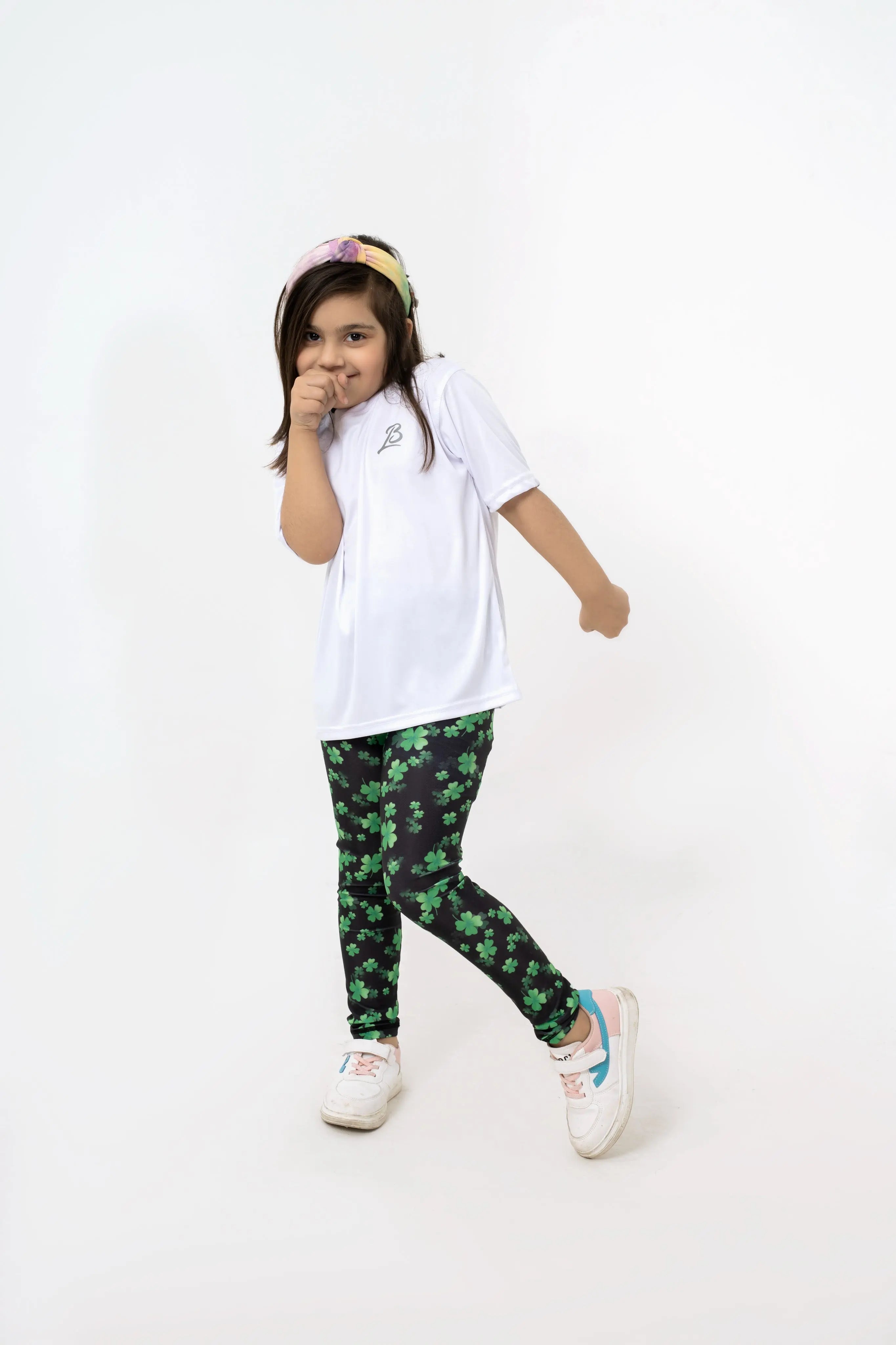 LB-Black & Green Leaf Toddler Leggings LookBuy247