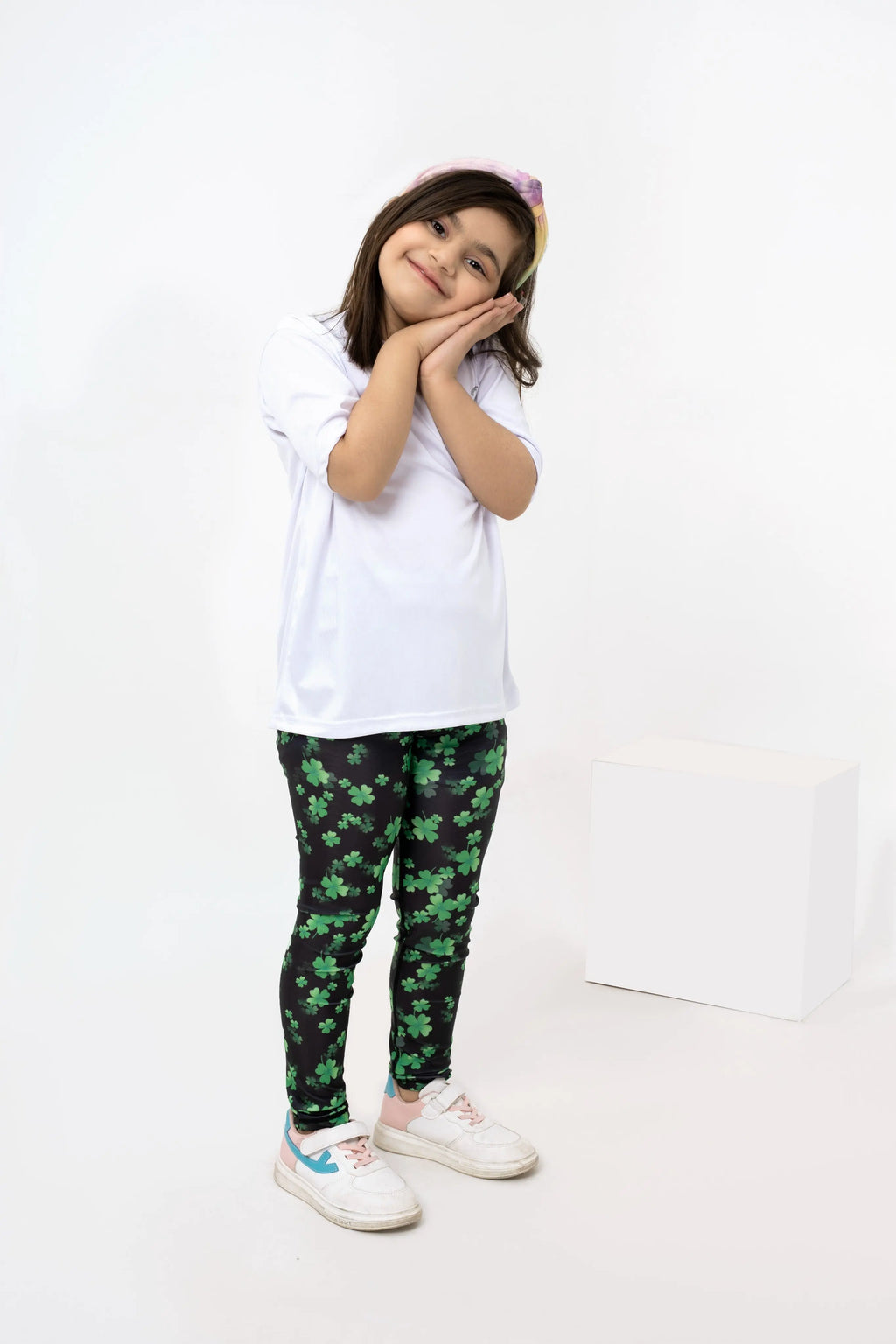 LB-Black & Green Leaf Toddler Leggings LookBuy247