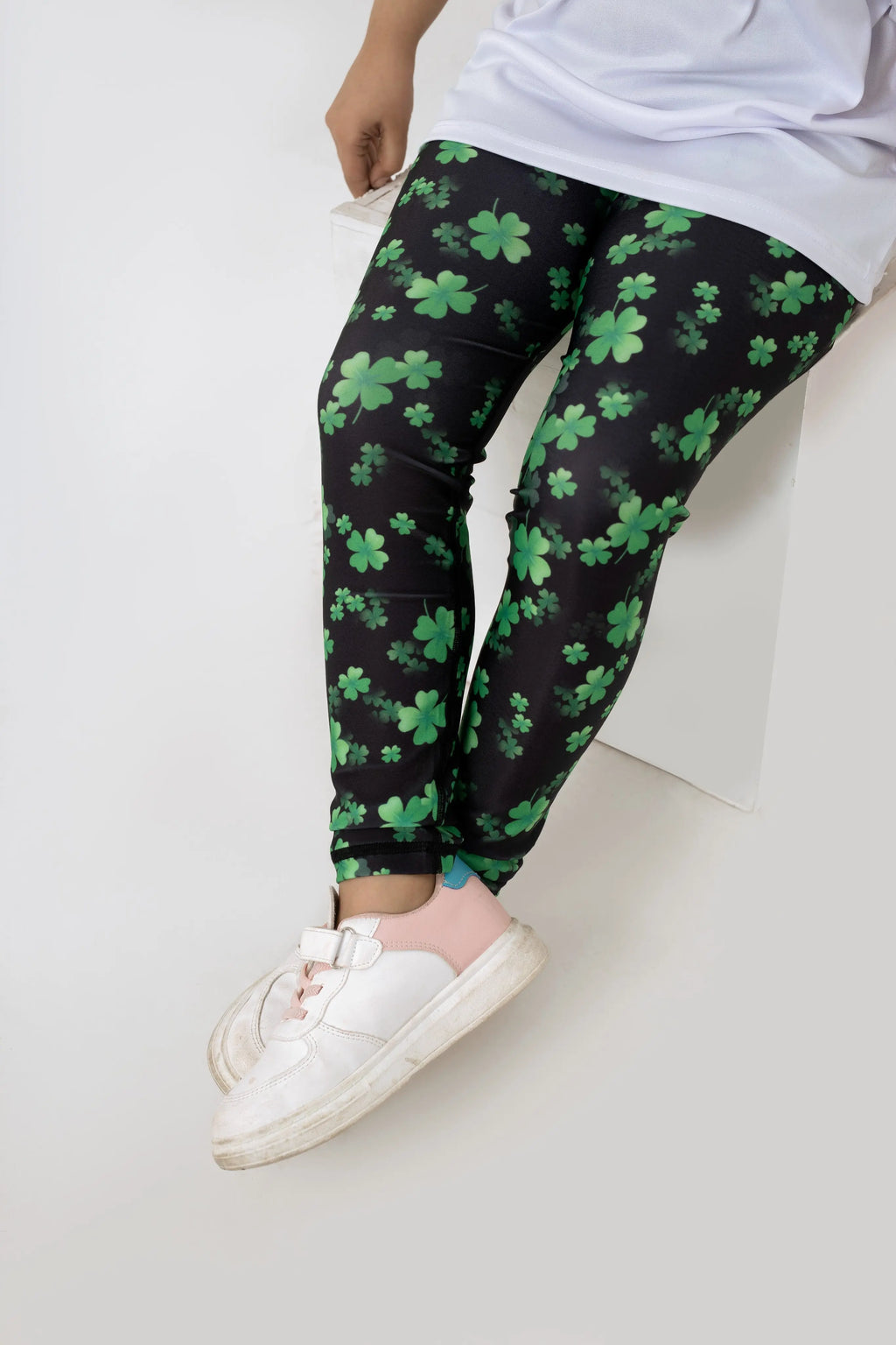 LB-Black & Green Leaf Toddler Leggings LookBuy247