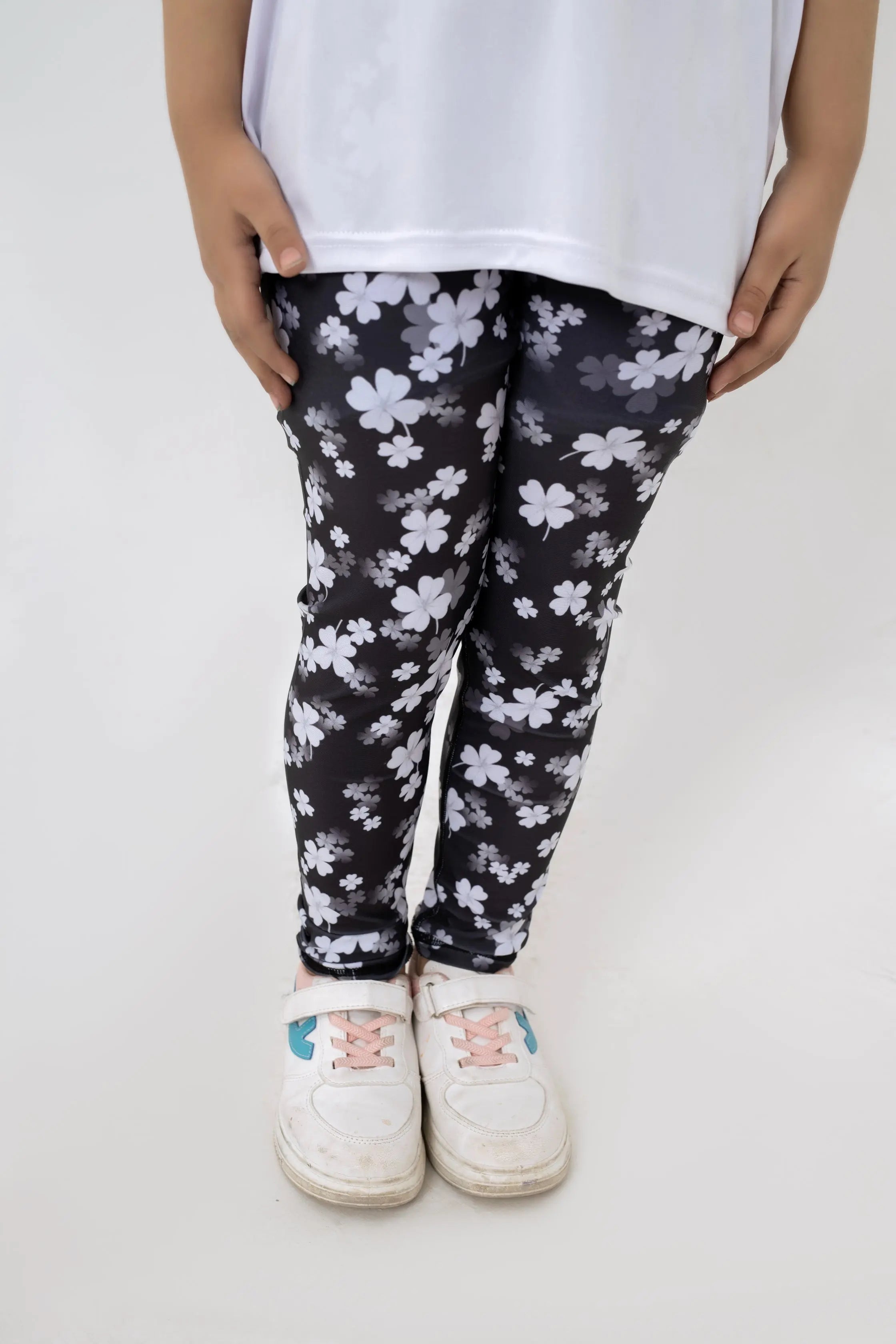LB-Black & White Floral Toddler Leggings LookBuy247