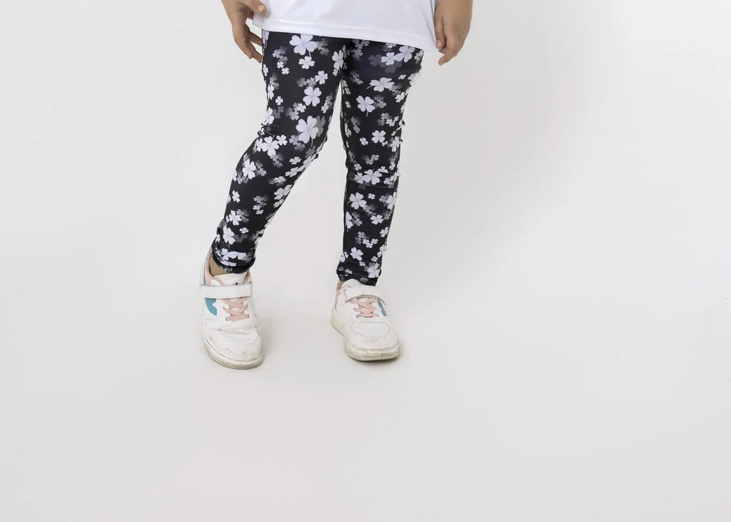 LB-Black & White Floral Toddler Leggings LookBuy247