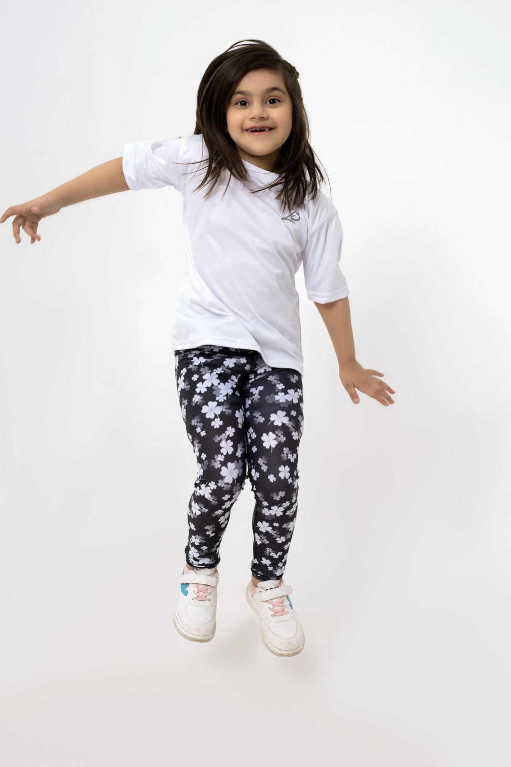 LB-Black & White Floral Toddler Leggings LookBuy247