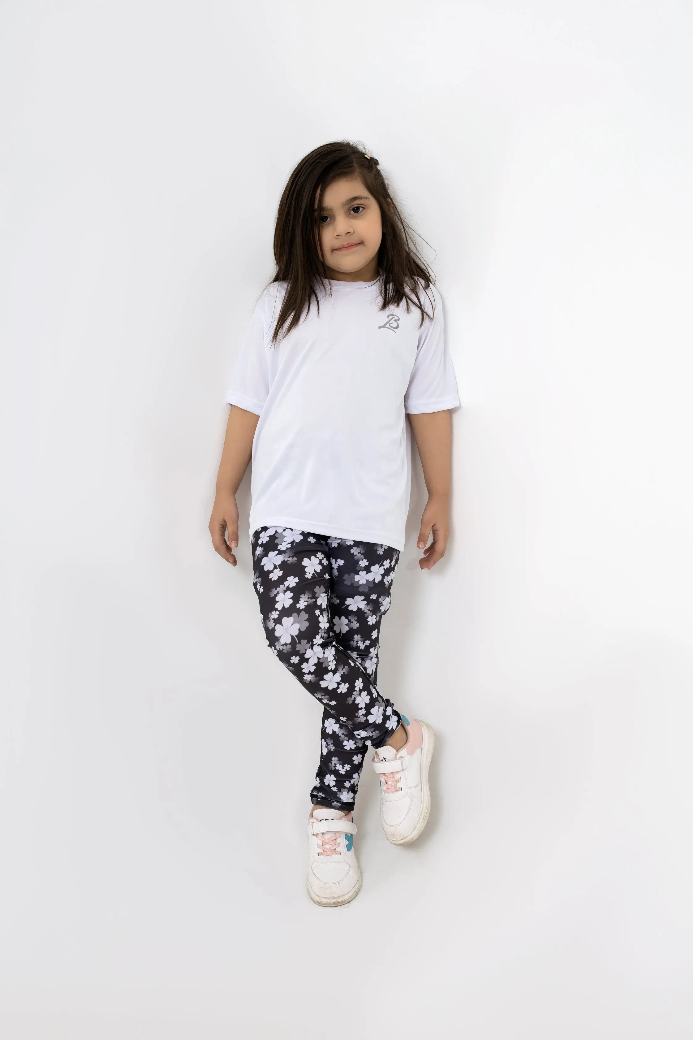 LB-Black & White Floral Toddler Leggings LookBuy247