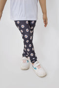 LB-Black Leggings with White Floral Design LookBuy247