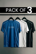 Black, Blue & White T-Shirt - Pack of 3