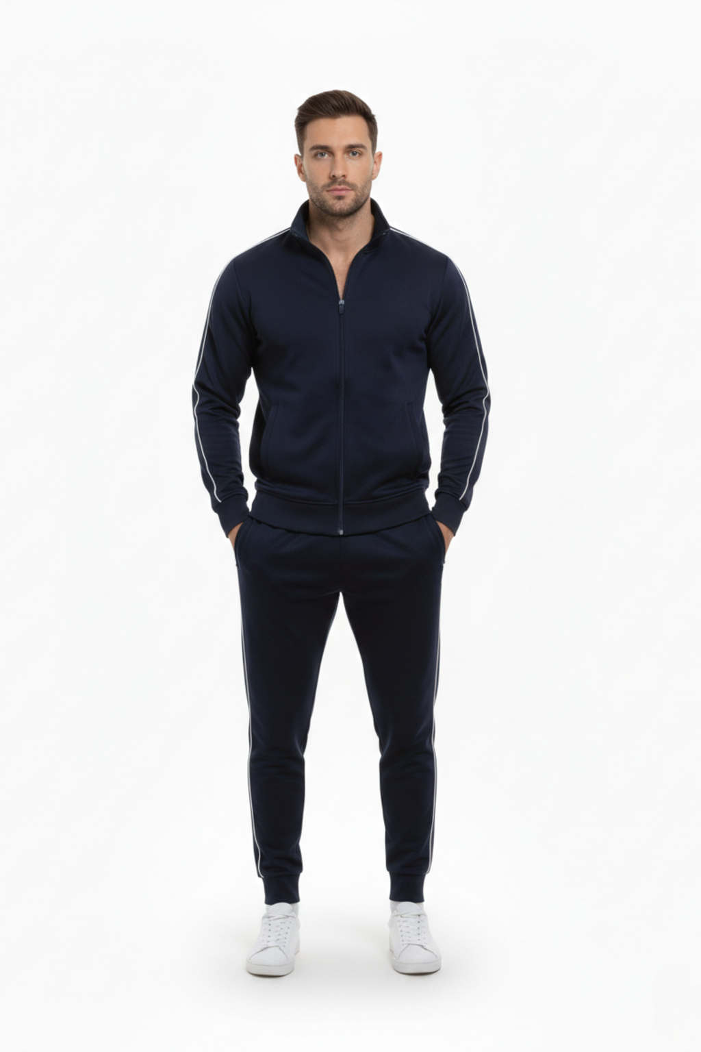 Navy Blue Zip-Up Tracksuit