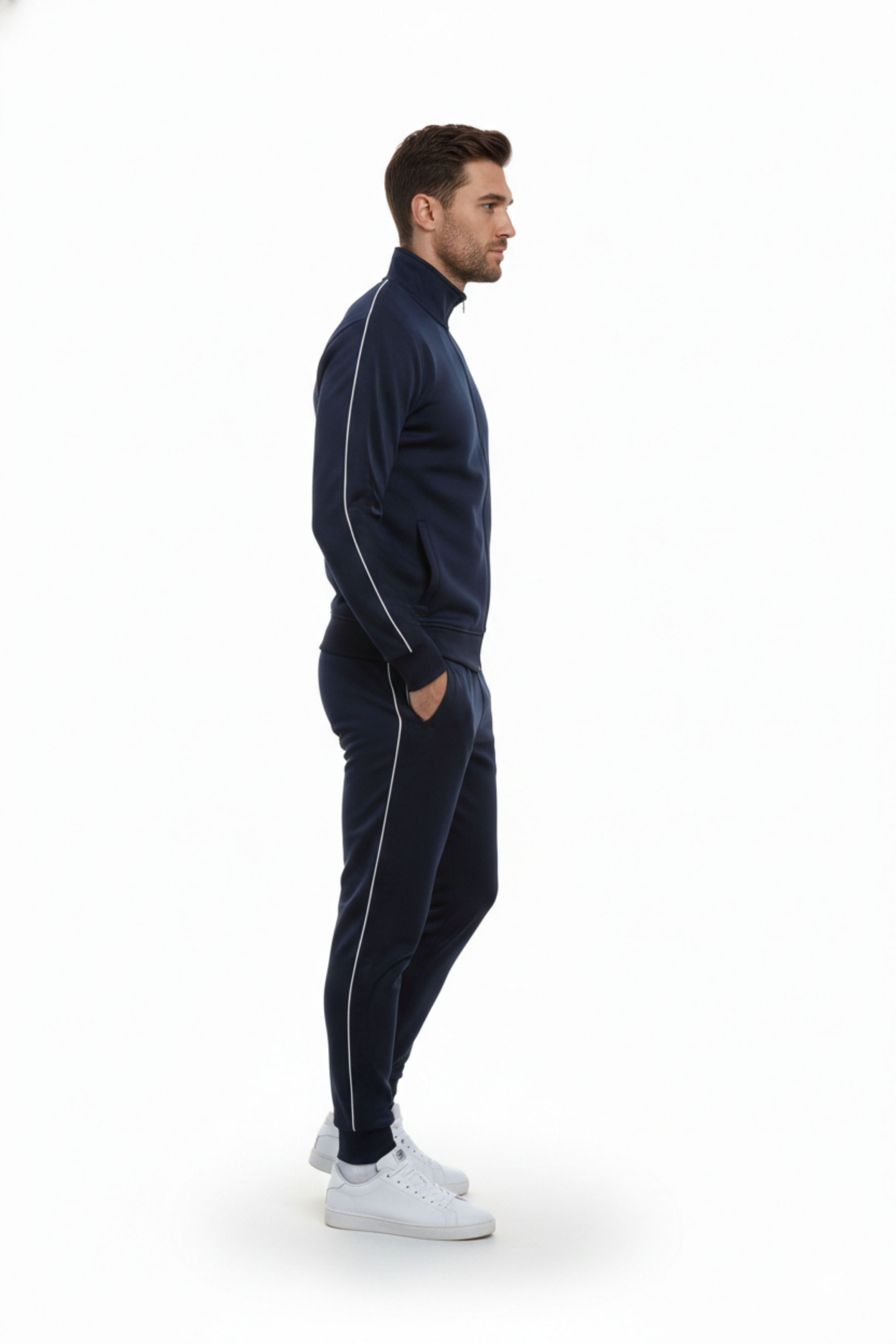 Navy Blue Zip-Up Tracksuit