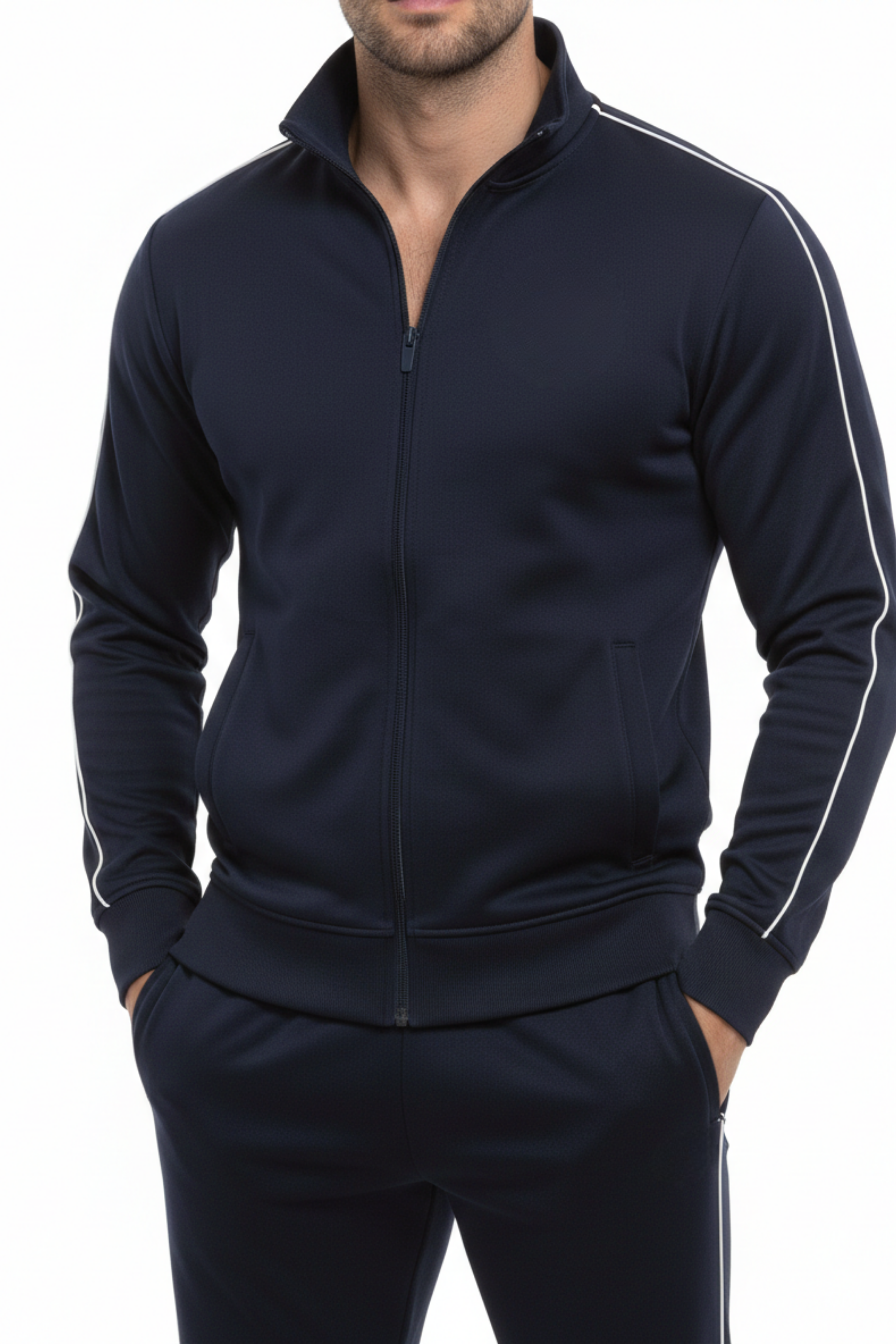 Navy Blue Zip-Up Tracksuit