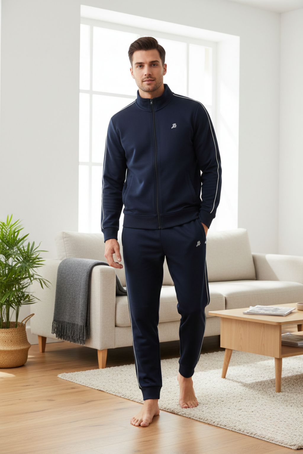 Navy Blue Zip-Up Tracksuit