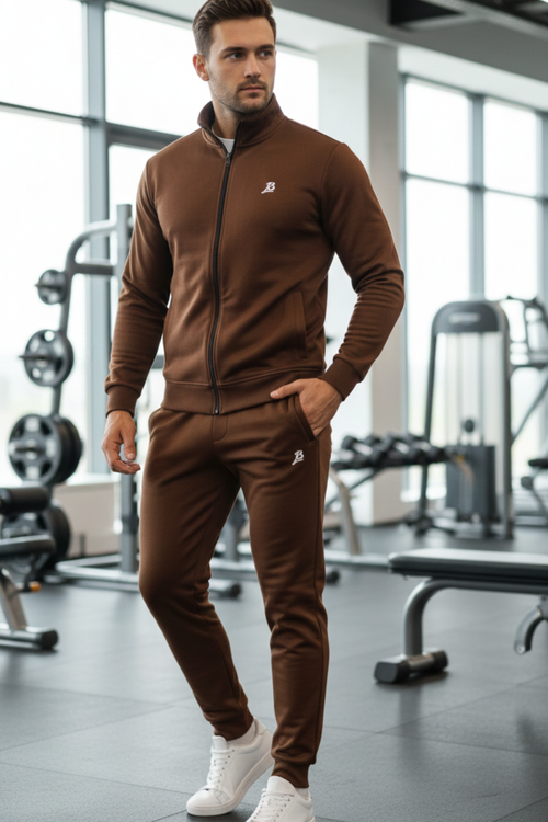 Brown Zip-Up Tracksuit