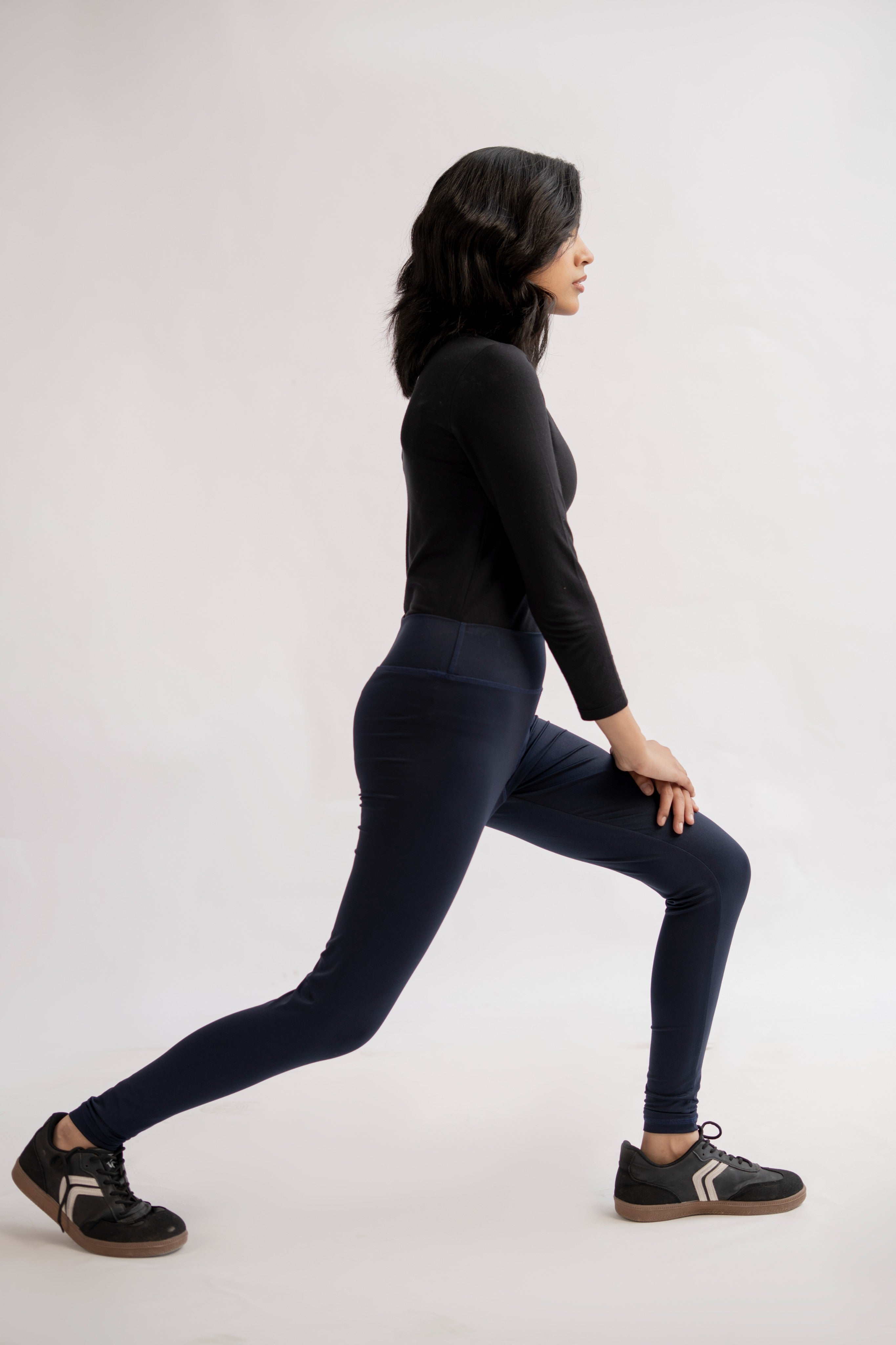 Pack of 2 Premium Slim Fit Tights + Free T-Shirt (Navy Blue & Black) E5