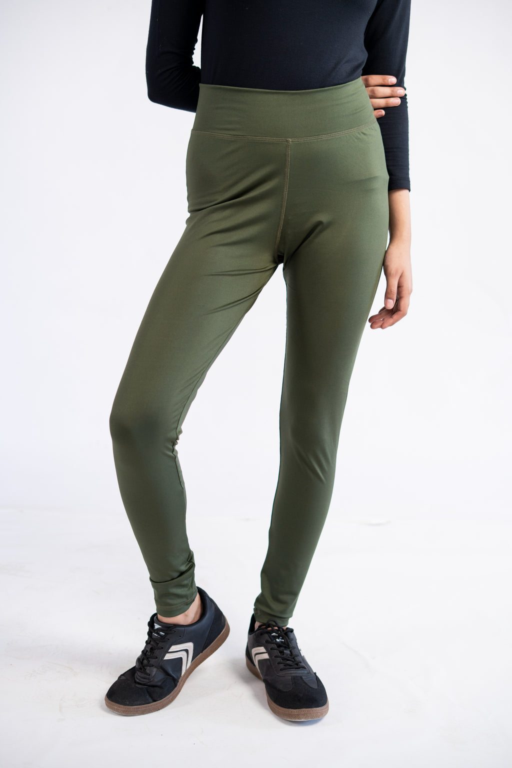 Pack of 2 Premium Slim Fit Tights + Free T-Shirt(Olive Green & Charcol Grey) E6