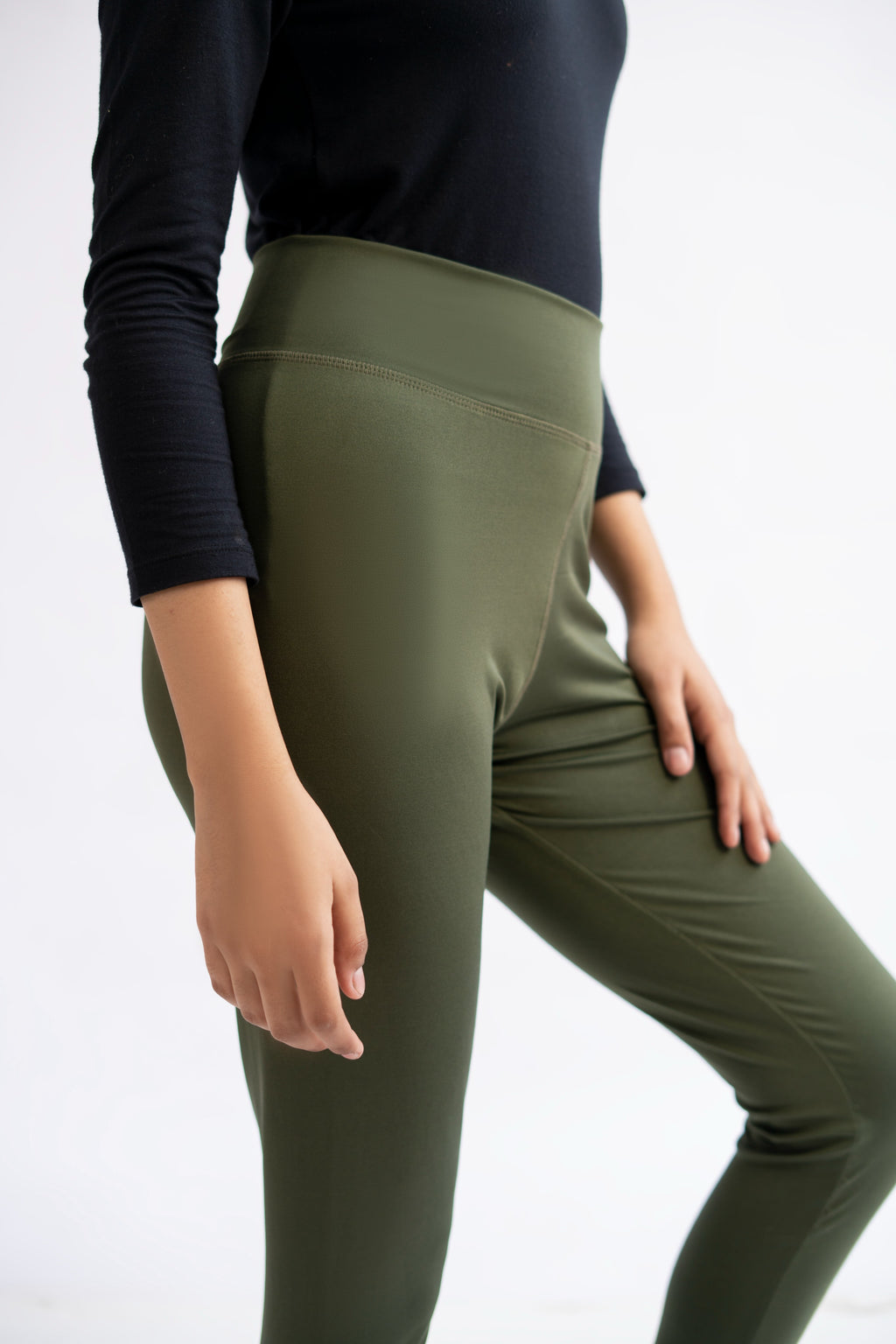 Pack of 3 Premium Slim Fit Tights + Free T-Shirt (Navy Blue, Black, Olive Green) E7
