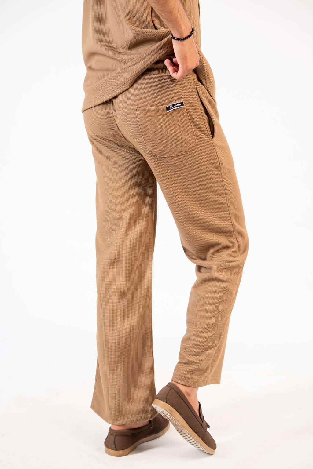 Waffle Coffee Brown Relaxed Fit Trouser - D11