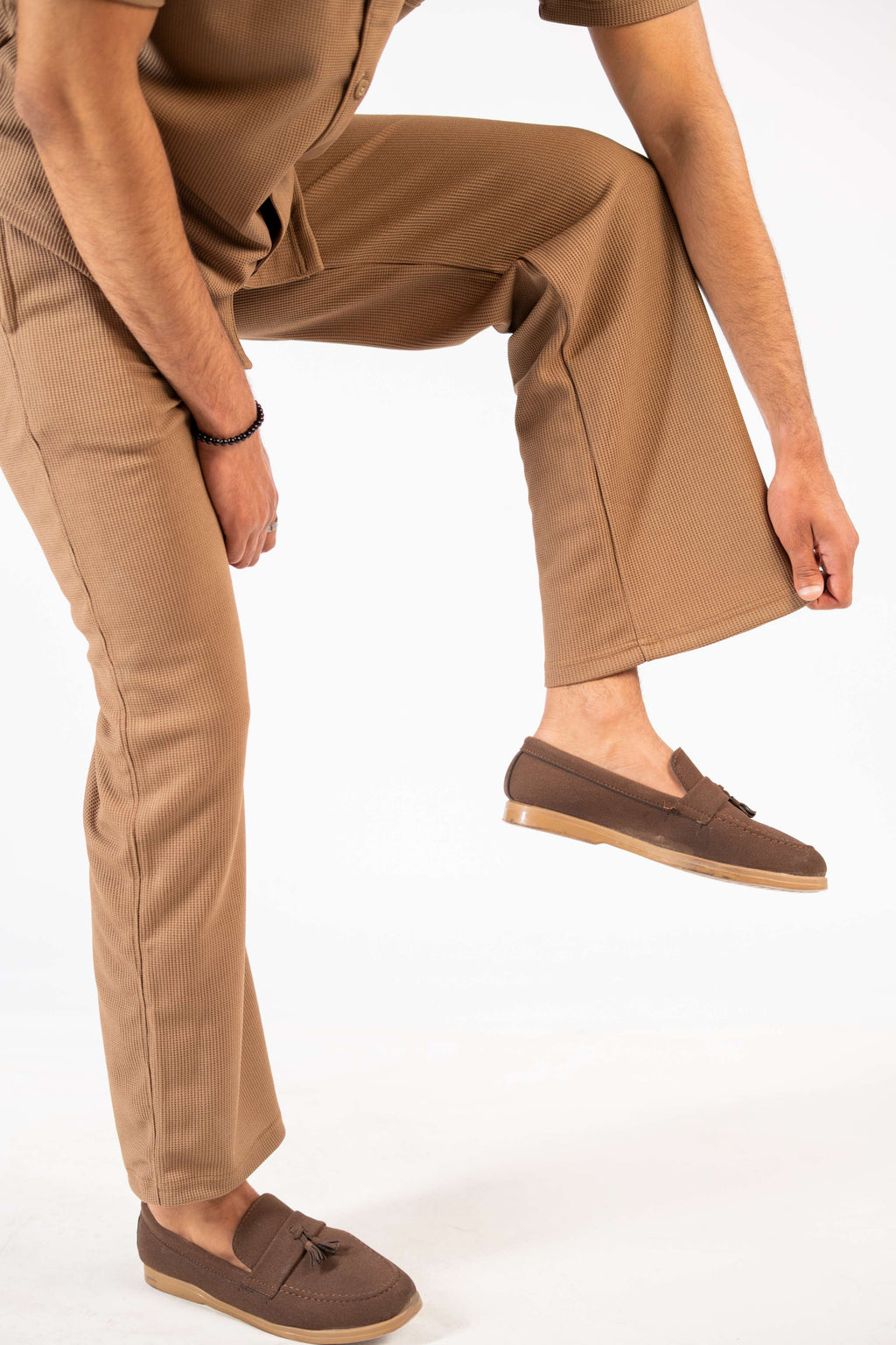 Waffle Coffee Brown Relaxed Fit Trouser - D11