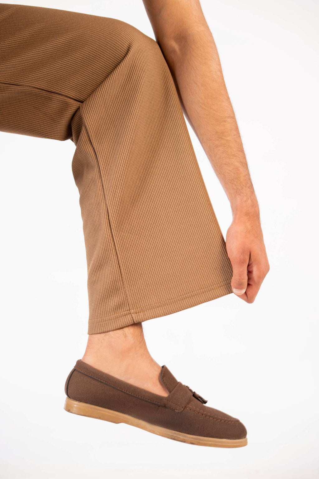 Waffle Coffee Brown Relaxed Fit Trouser - D11