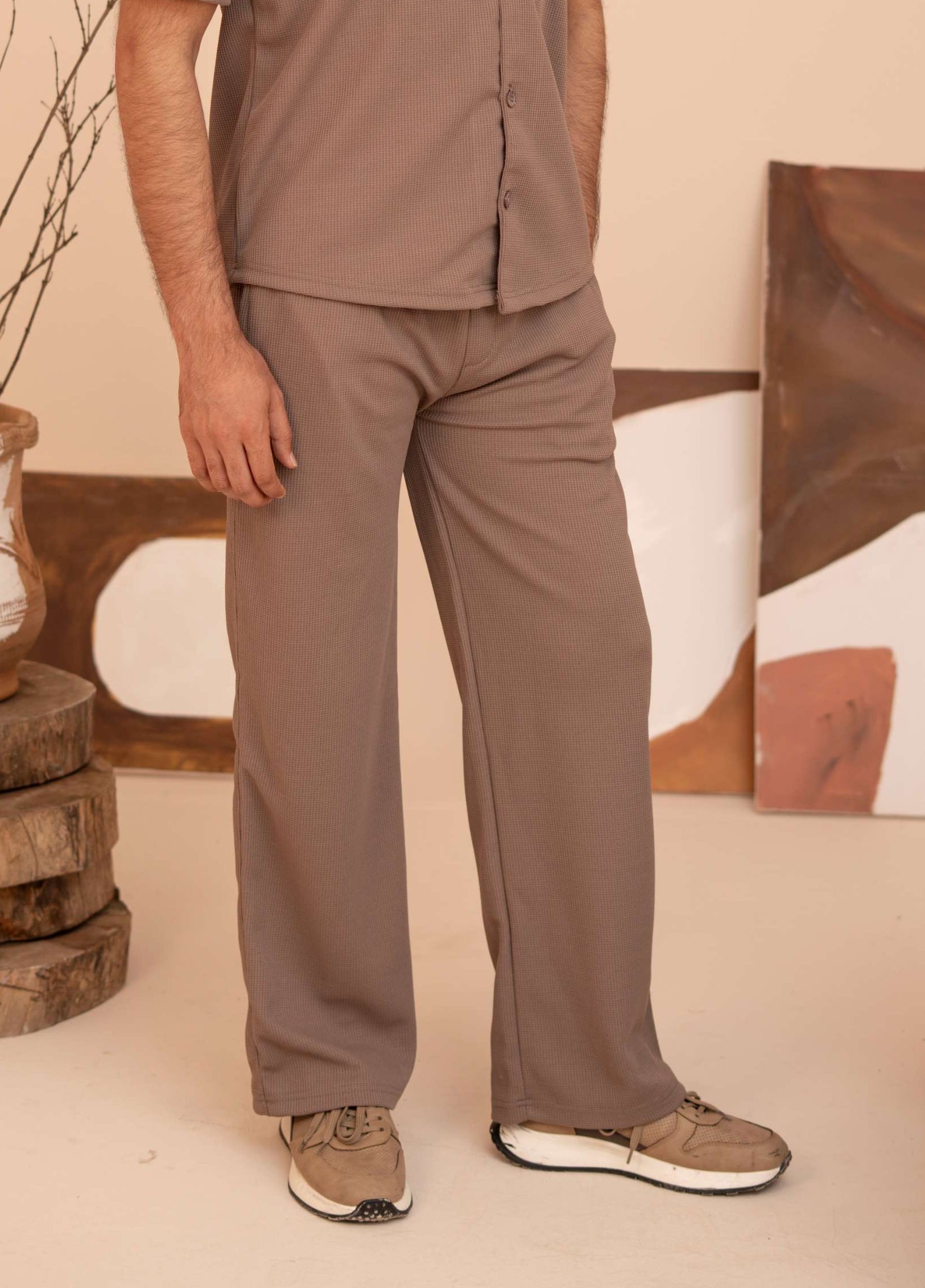 Waffle Chocolate Relaxed Fit Trouser – D13
