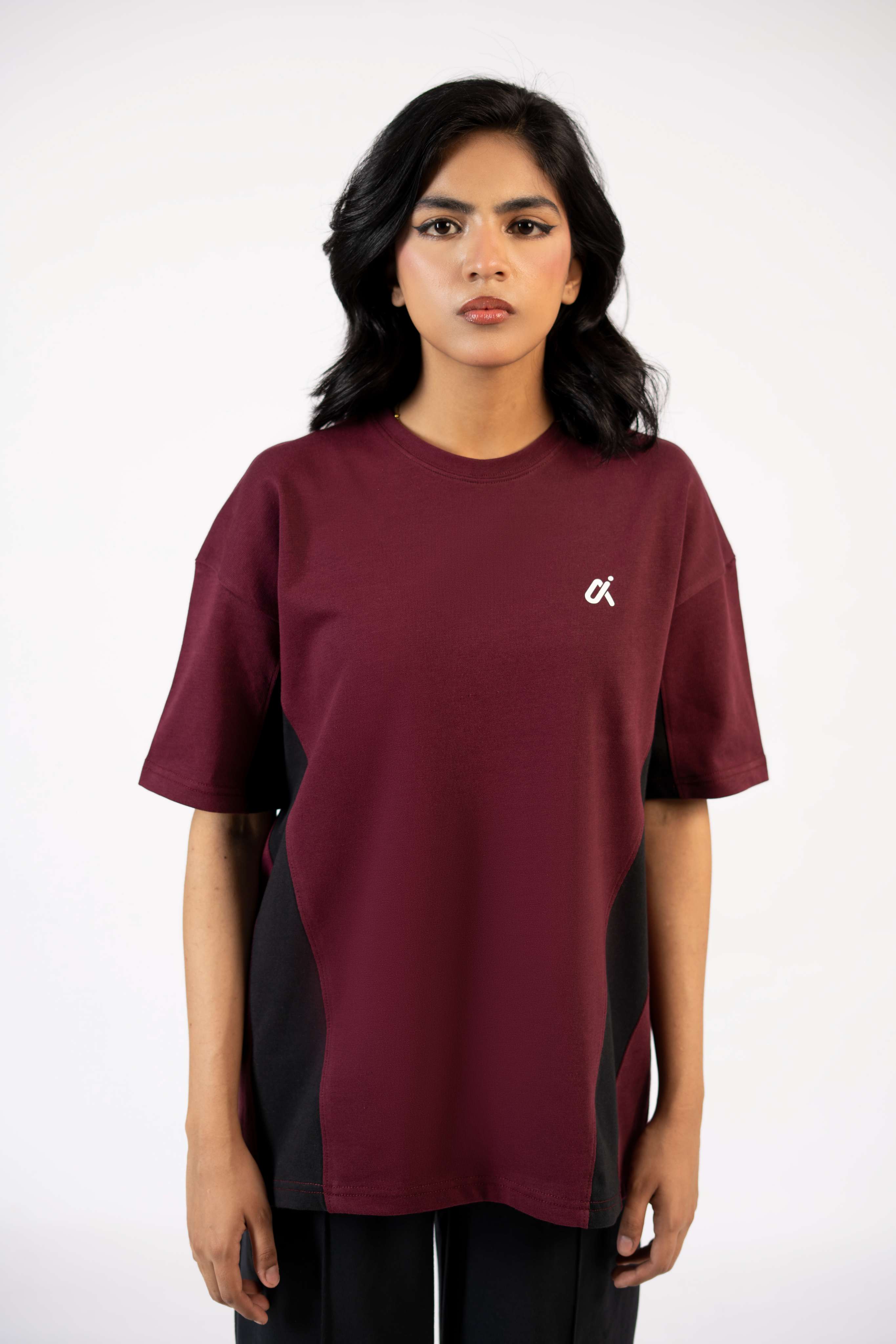 Contour Panel Tee – Maroon & Black S2 – ZAMA