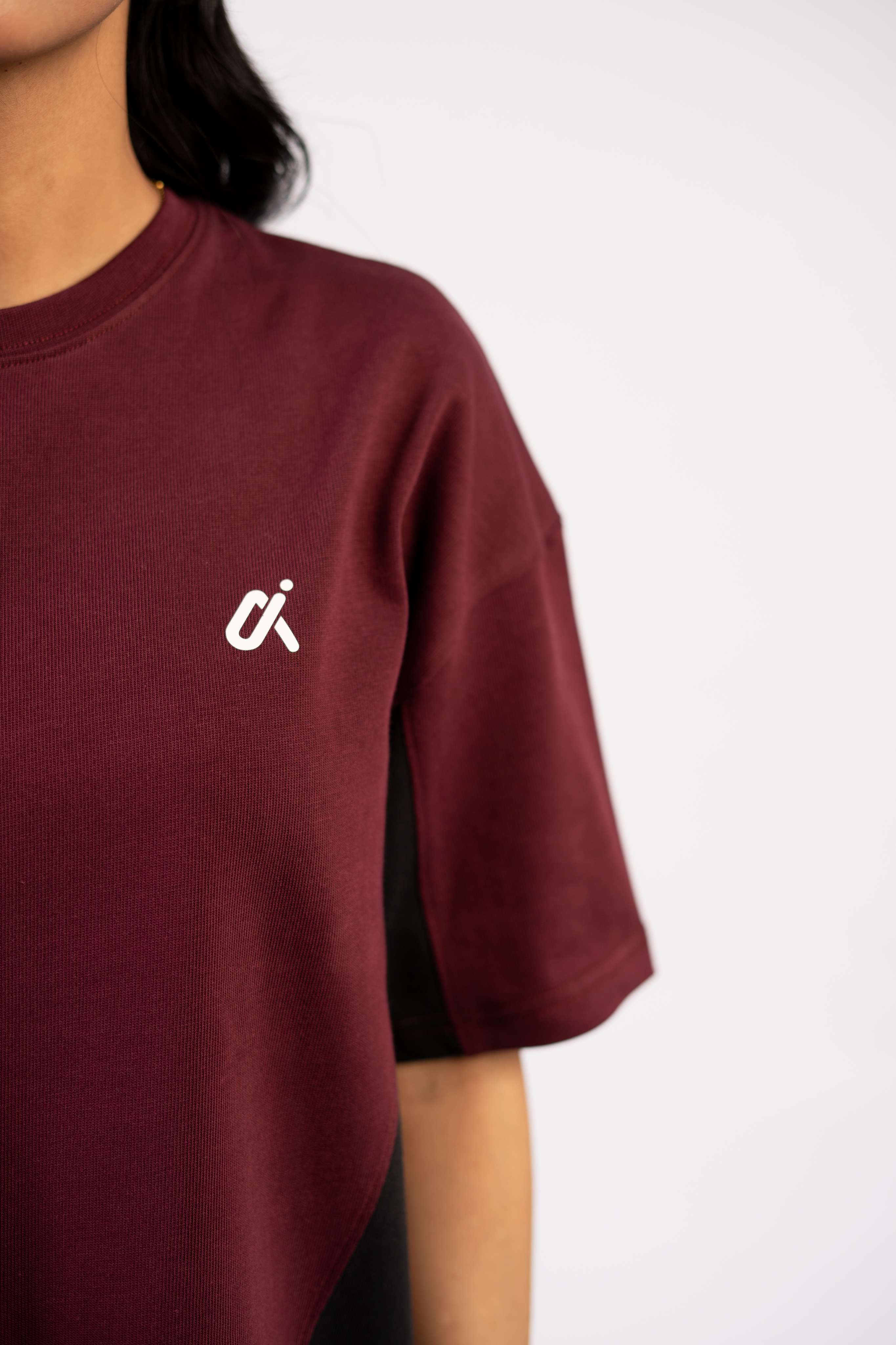 Contour Panel Tee – Maroon & Black S2