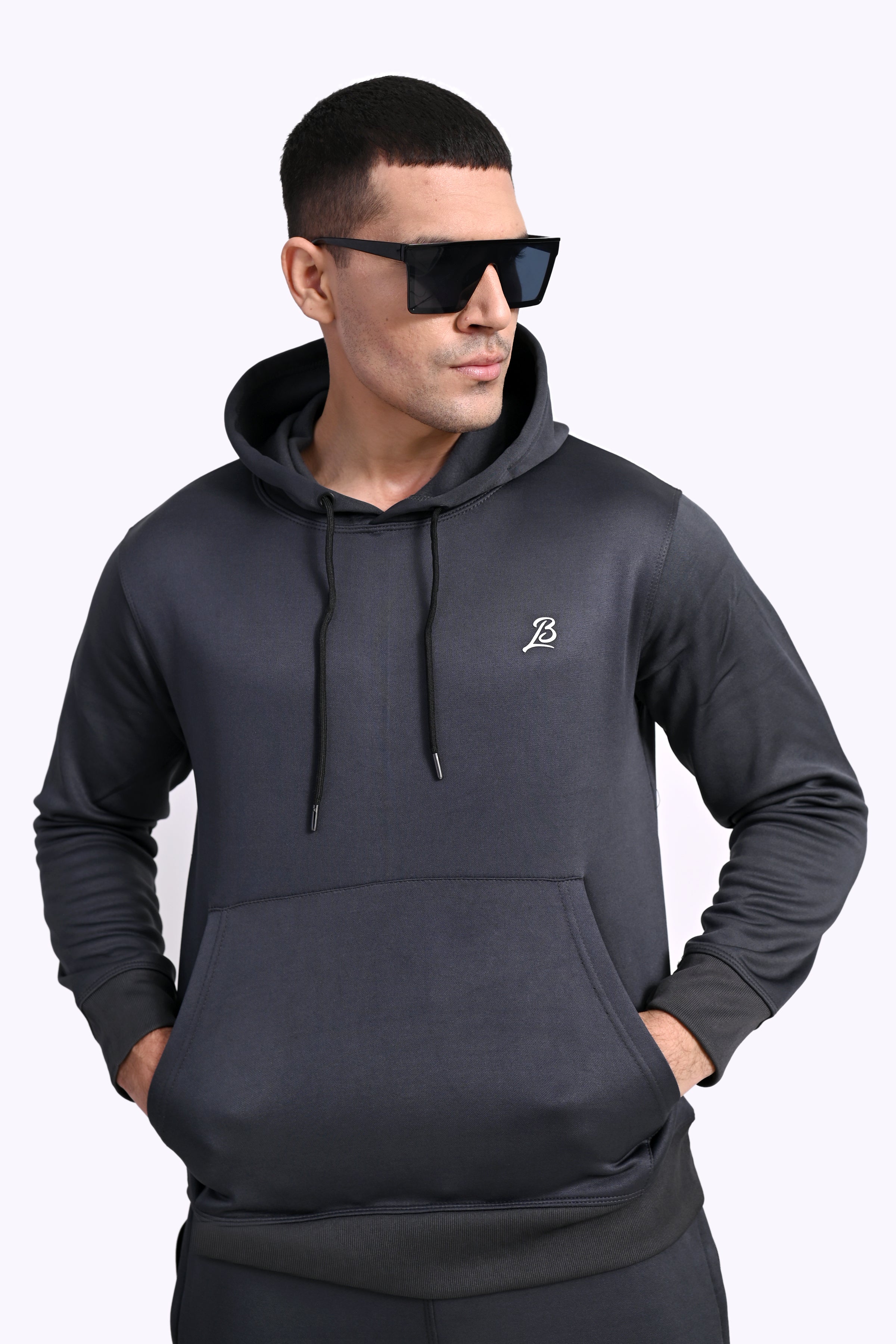 Flexible fleece-lined hoodie for men