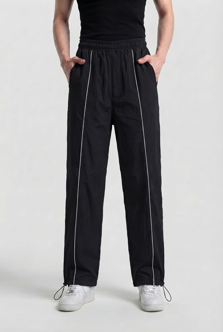 Black Comfort Trouser White Piping - D29
