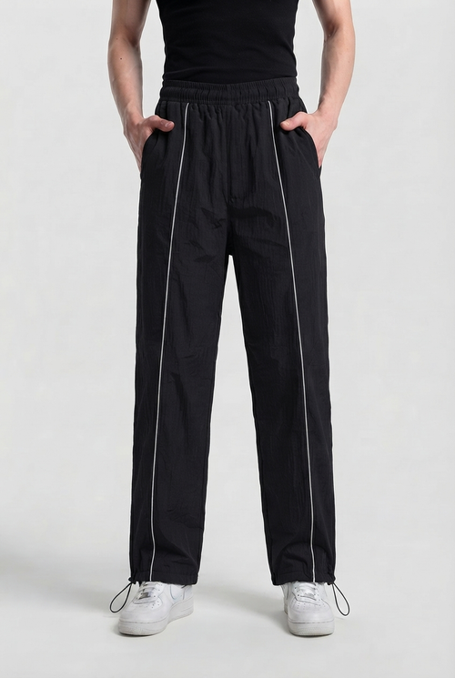 Black Comfort Trouser White Piping - D29
